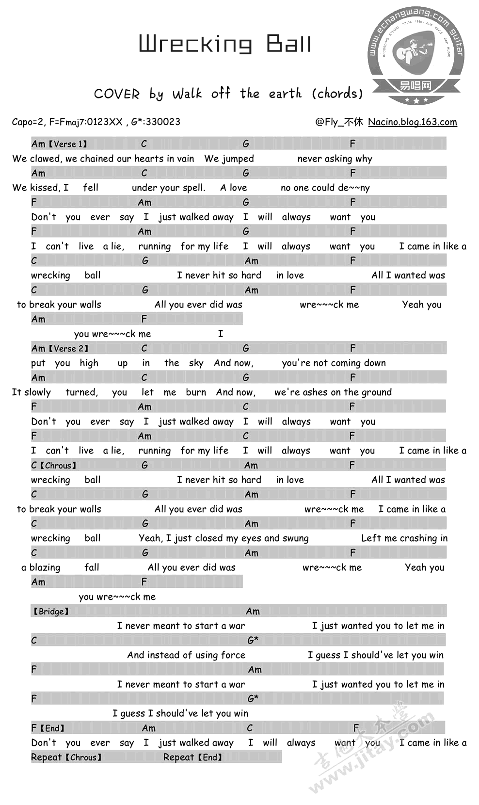 Wrecking_Ball吉他谱、Wrecking_Ball吉他弹唱谱