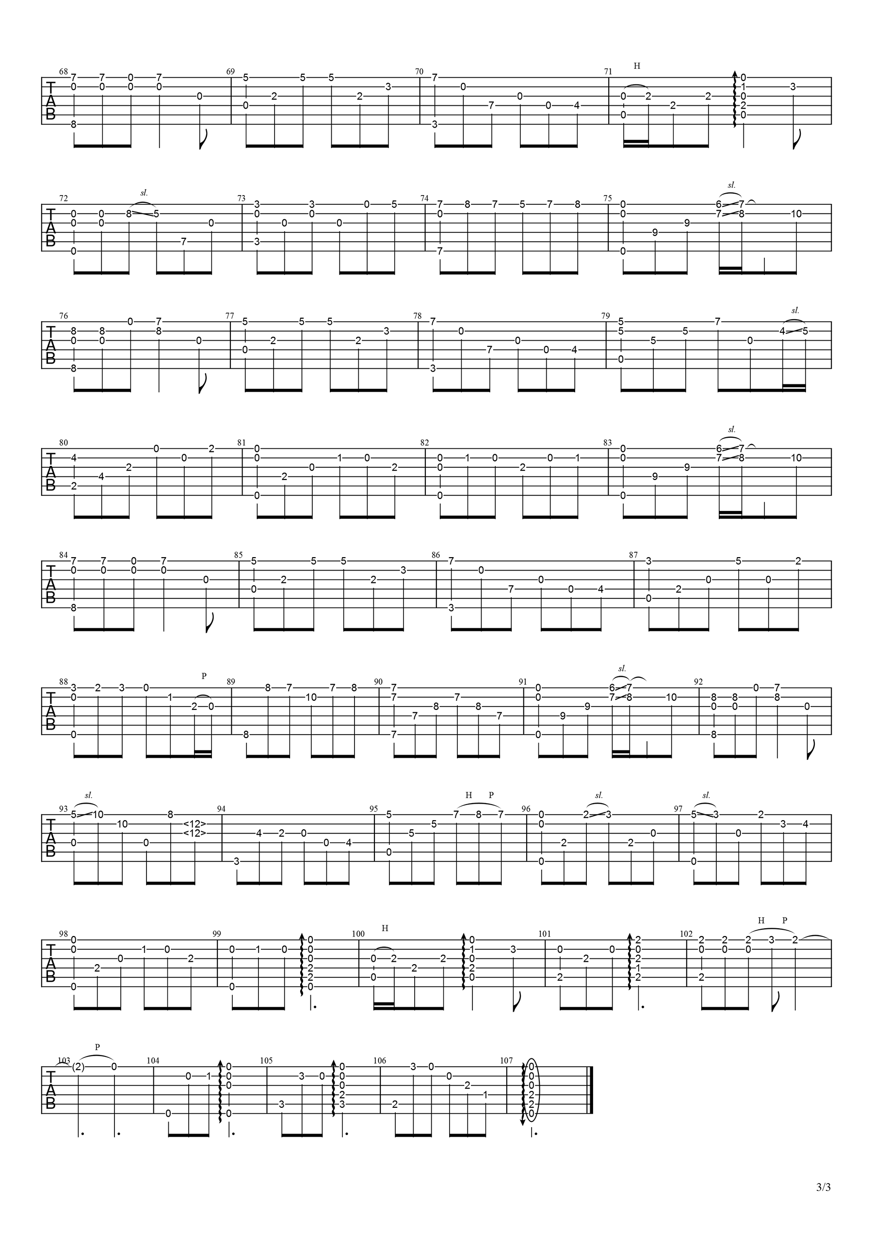深夜一角指弹吉他谱_毛不易_吉他独奏谱_演示视频