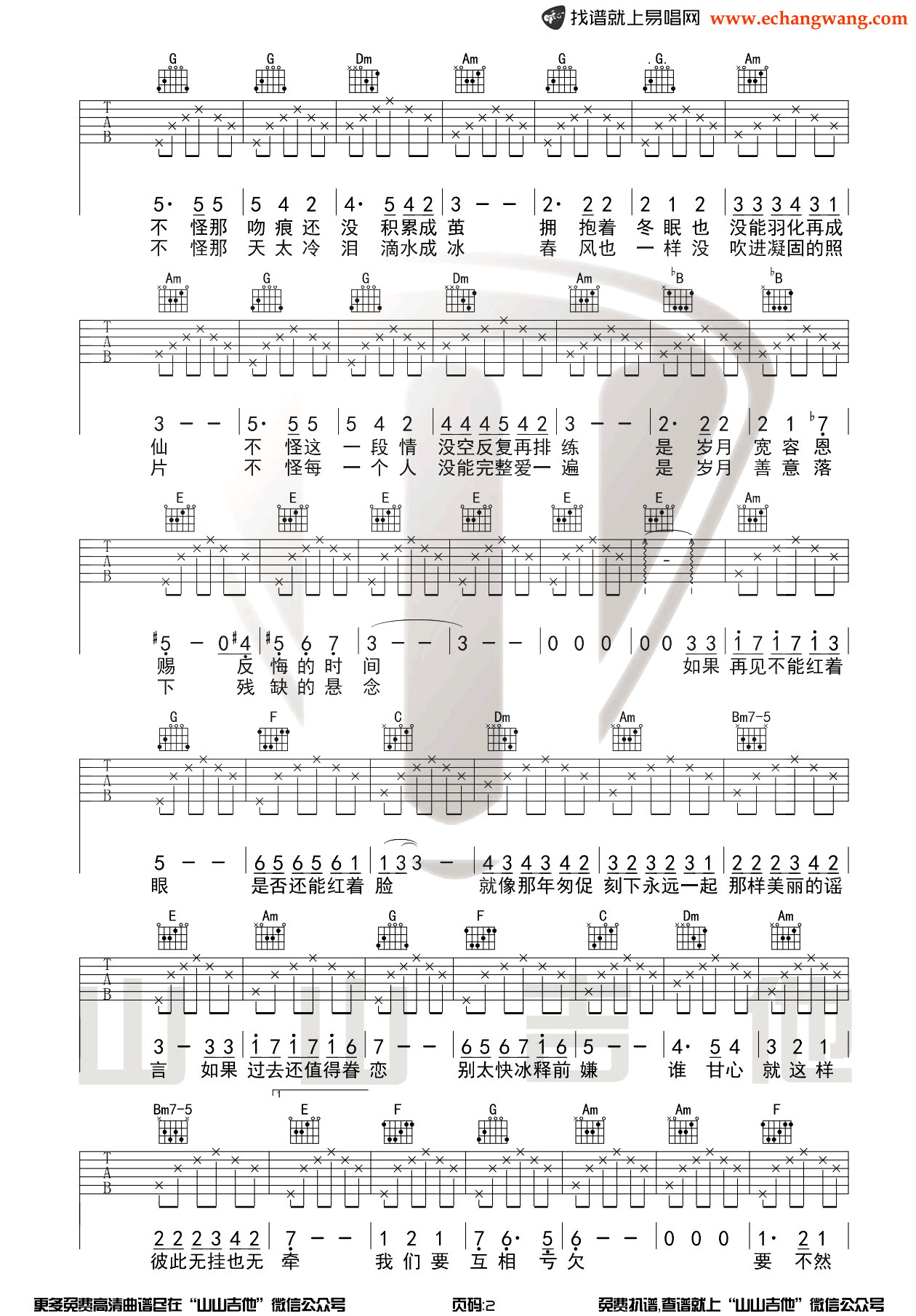 匆匆那年吉他谱_王菲_C调带原版前奏_弹唱演示视频