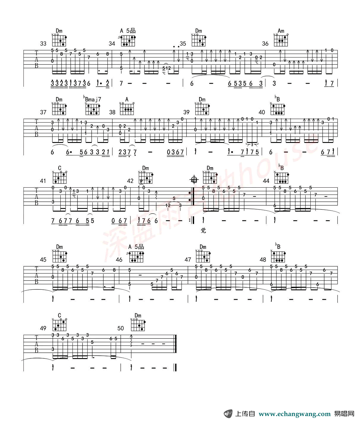 她的背影吉他谱_王杰_C调弹唱谱_吉他演示视频