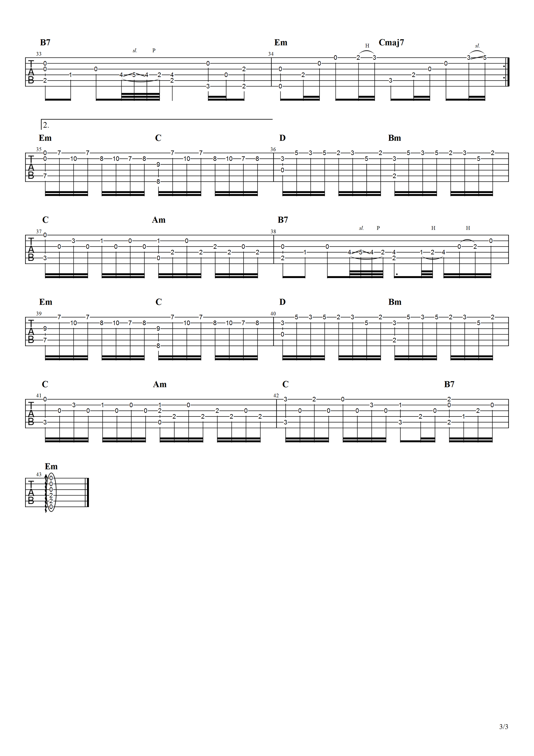 一千个伤心的理由指弹谱_张学友_指弹演示视频