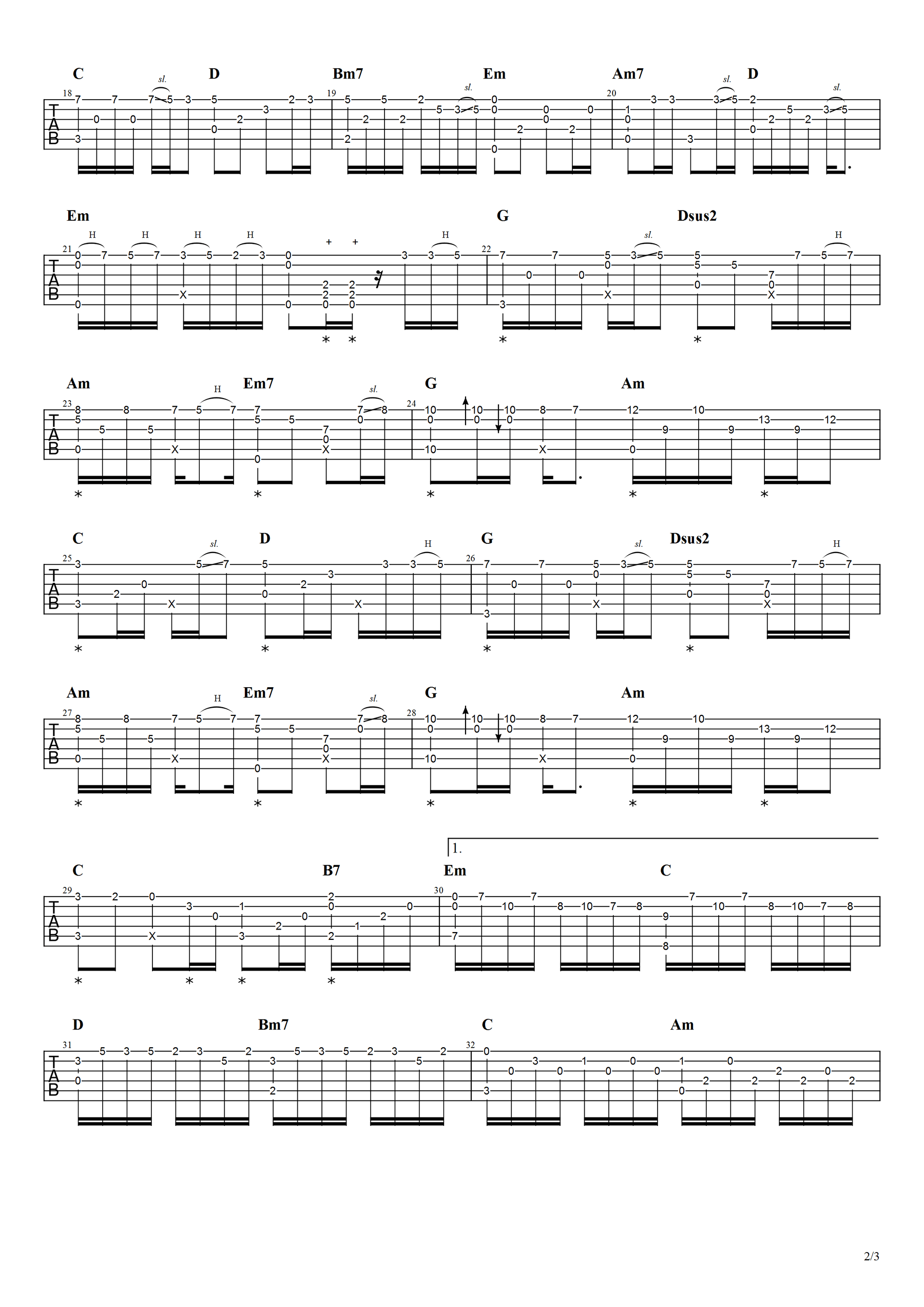一千个伤心的理由指弹谱_张学友_指弹演示视频