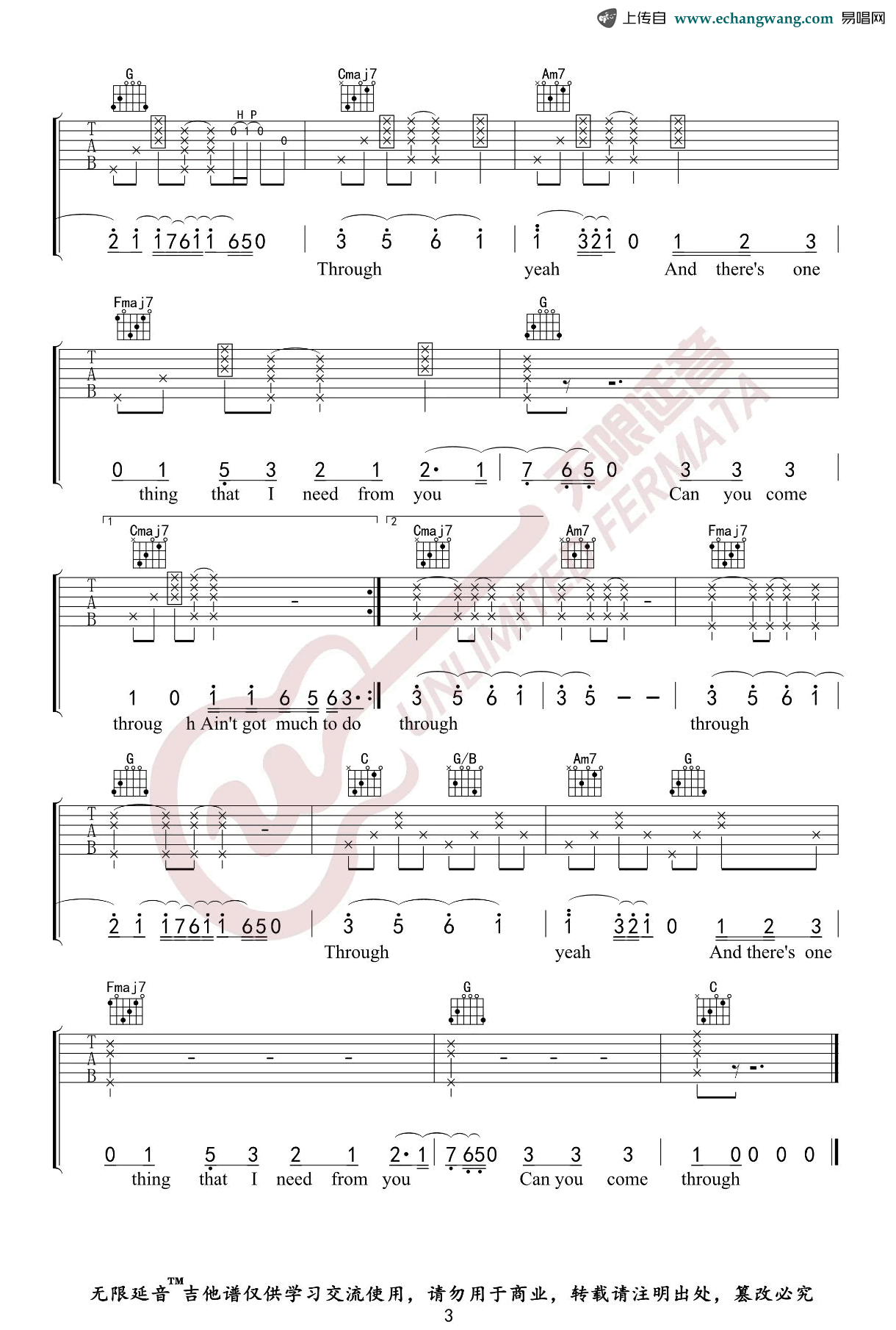 Comethru吉他谱_Jeremy_Zucker_C调_弹唱谱