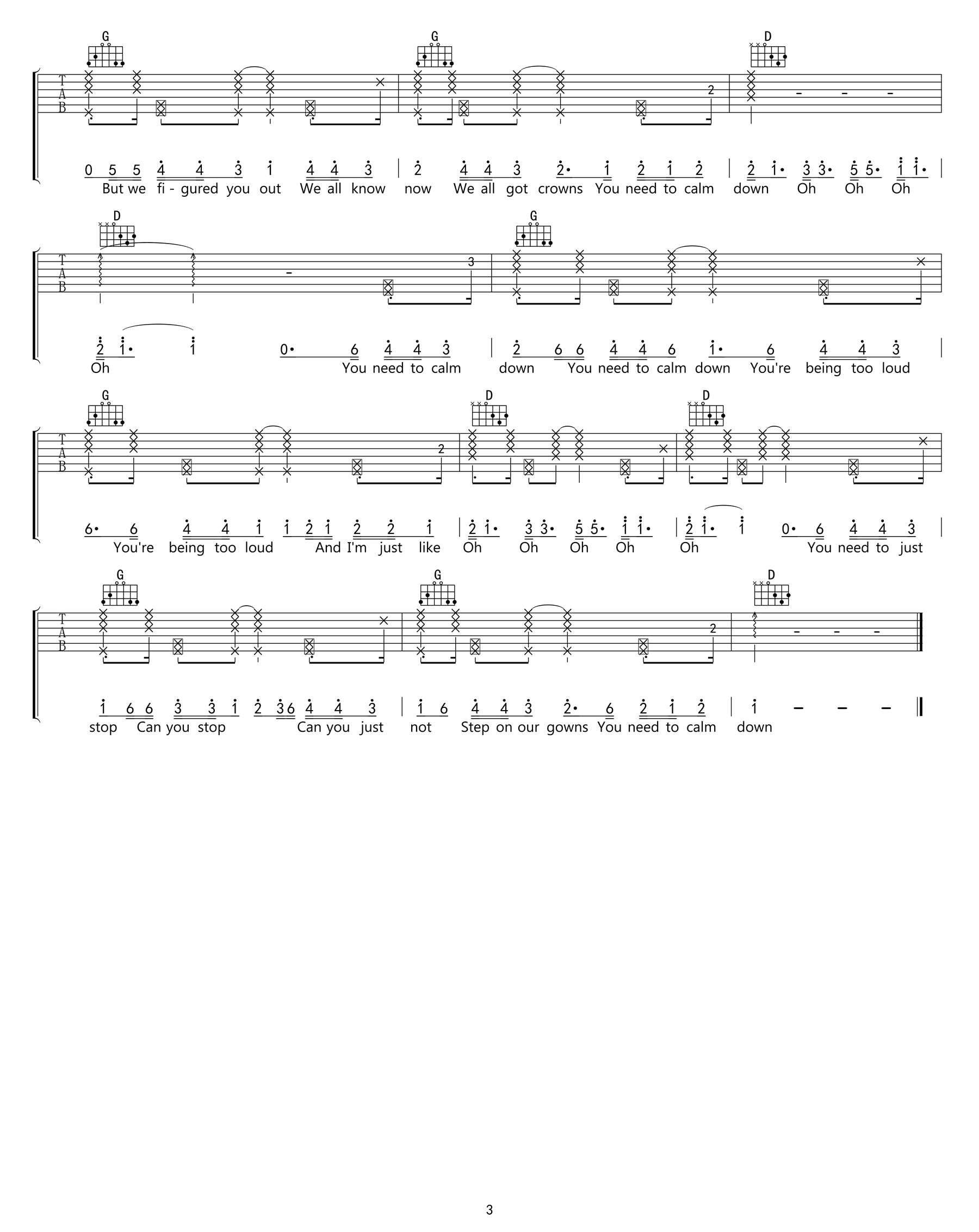 You_Need_To_Calm_Down吉他谱_Taylor_Swift_弹唱六线谱