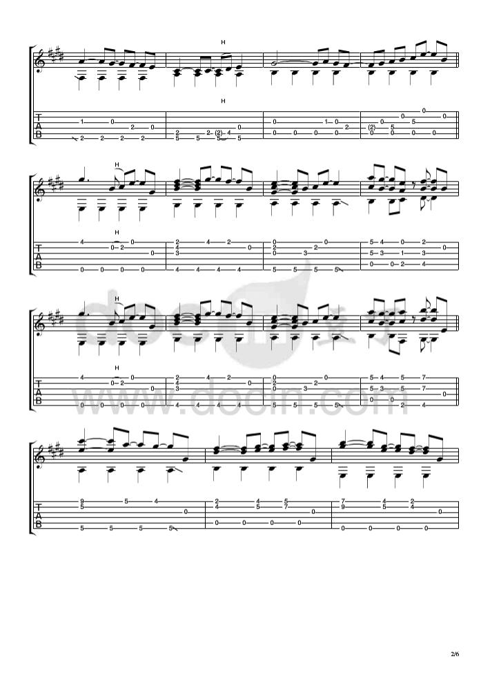 息吹指弹谱_原调六线谱_岸部真明