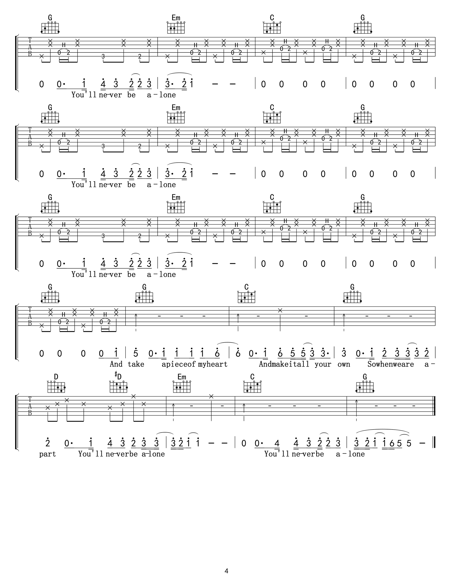 Never_Be_Alone吉他谱_Shawn_Mendes_G调六线谱