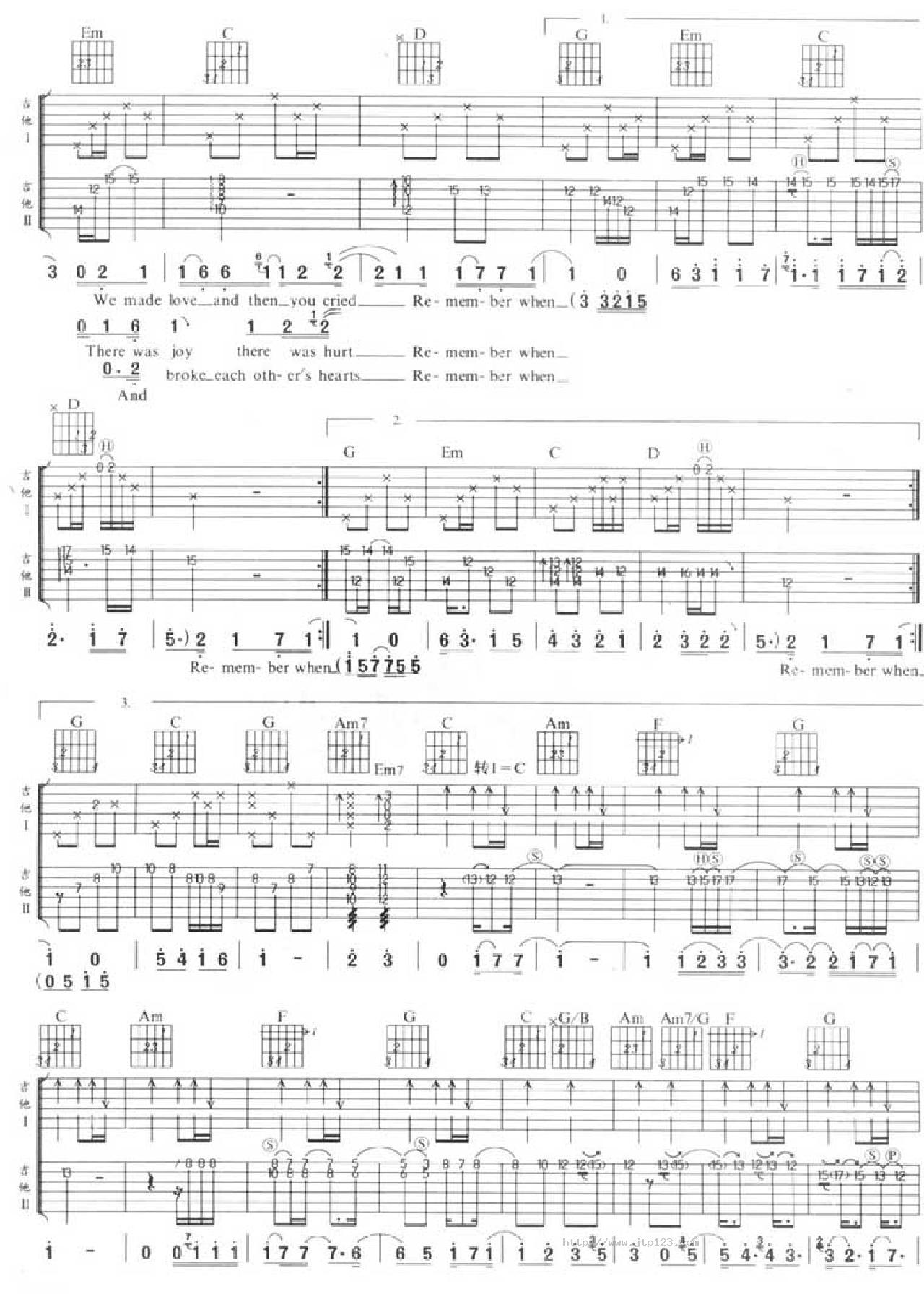remember when吉他谱_世界名曲_C调和弦弹唱谱_图谱2