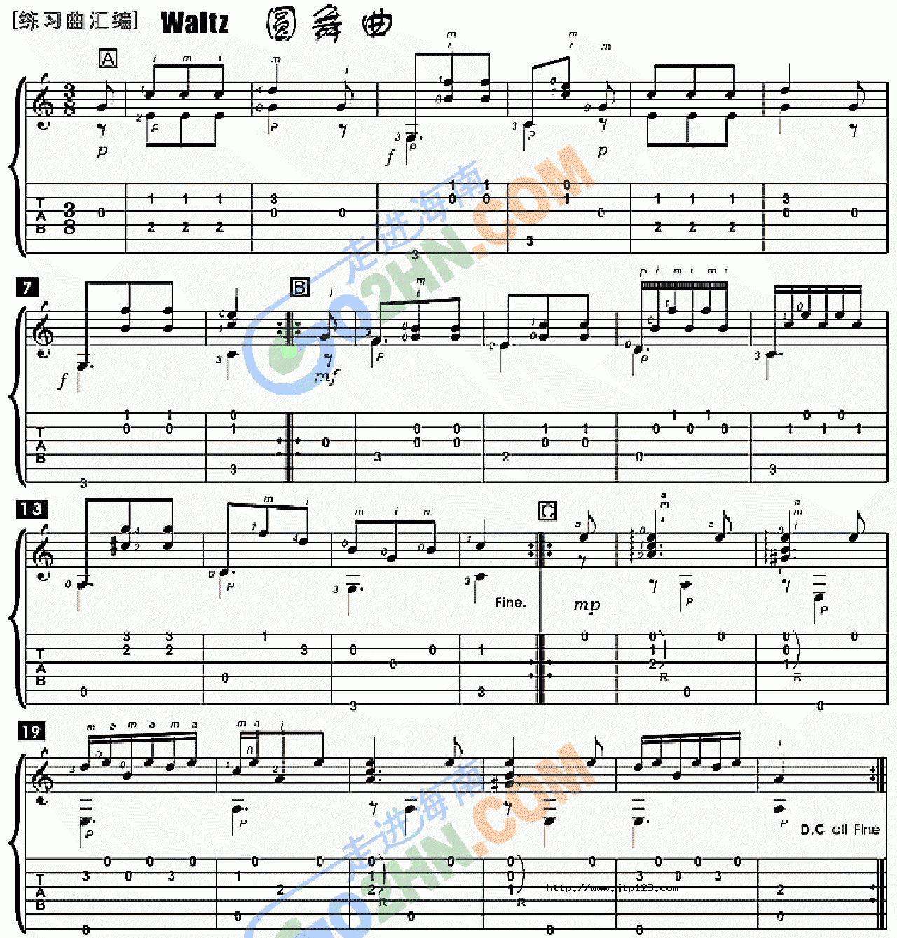 Waltz吉他谱_世界名曲_G调和弦弹唱谱_图谱1