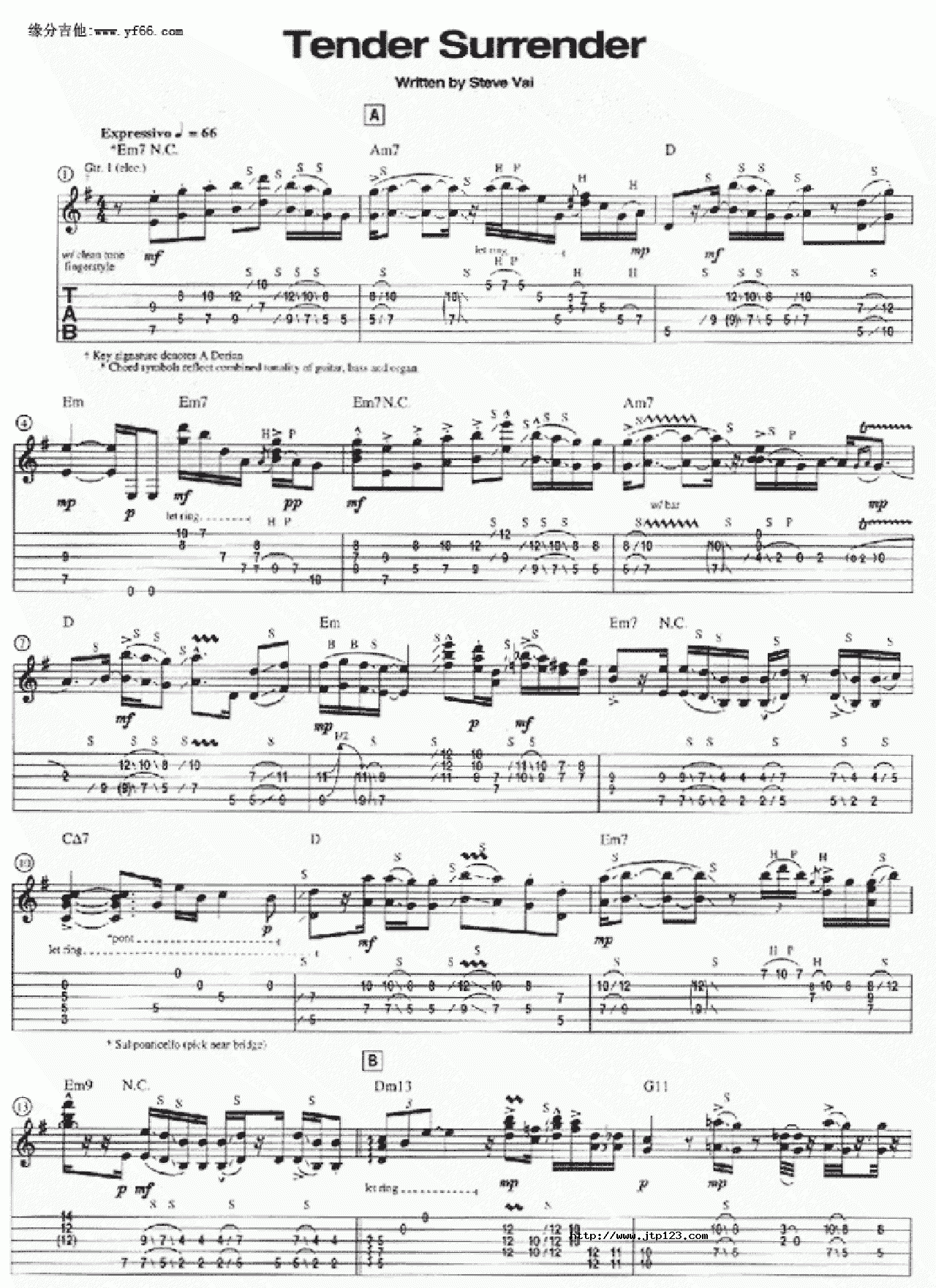 tendersurrender吉他谱_世界名曲_C调和弦弹唱谱_图谱1