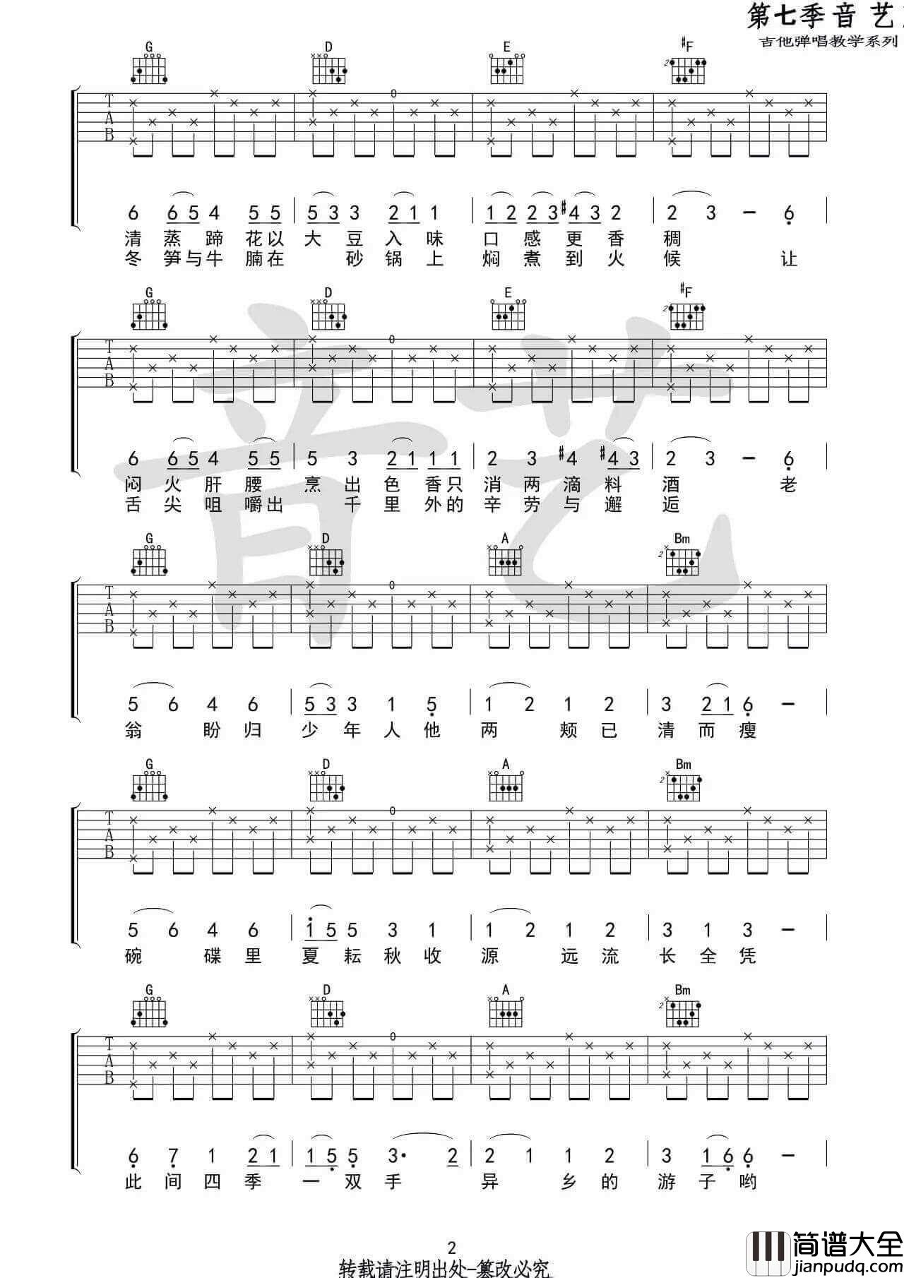 食味吉他谱_C调_陈鸿宇