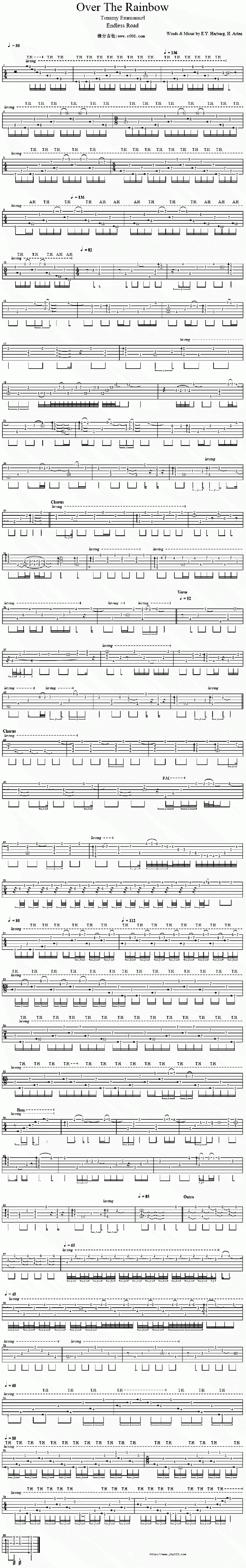 overtherainbow吉他谱_世界名曲_C调和弦弹唱谱_图谱1