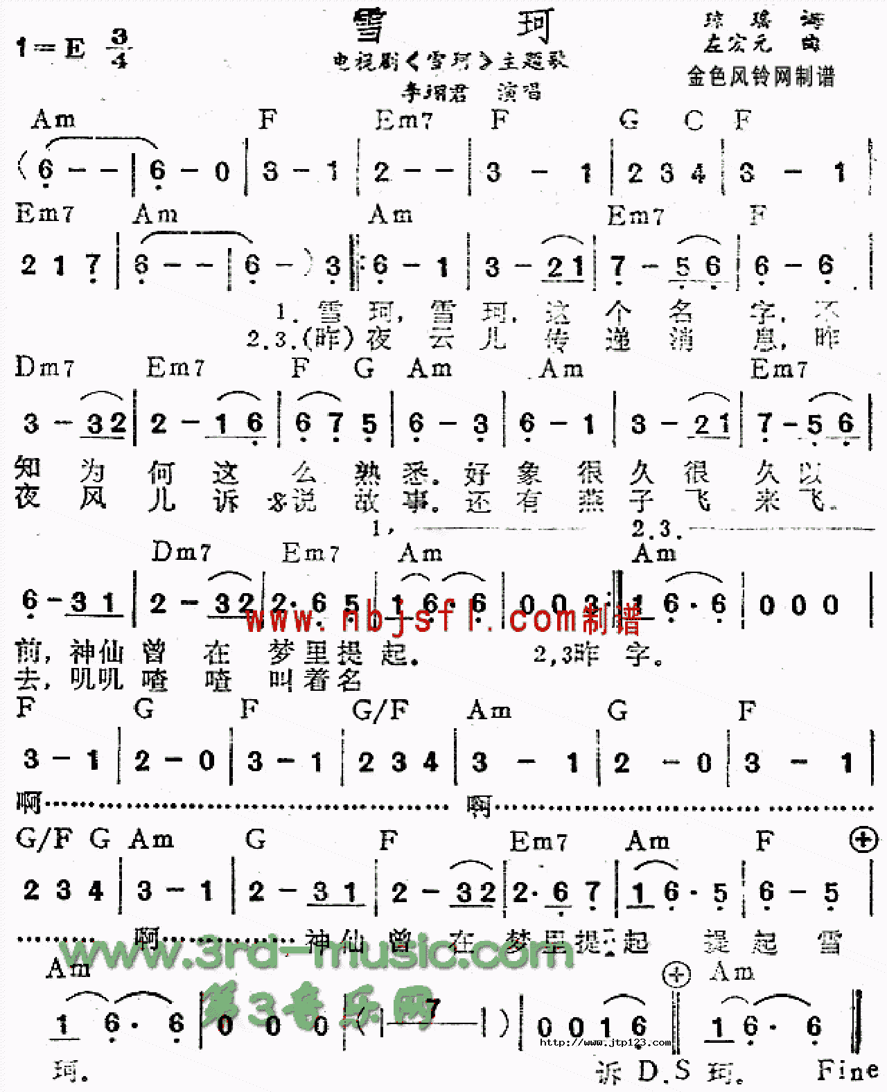 雪珂吉他谱_动画_C调和弦弹唱谱_同名电视剧主题歌_图谱1