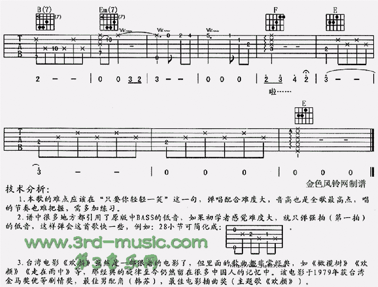欢颜吉他谱_同名电影主题歌_C调和弦弹唱谱_图谱5