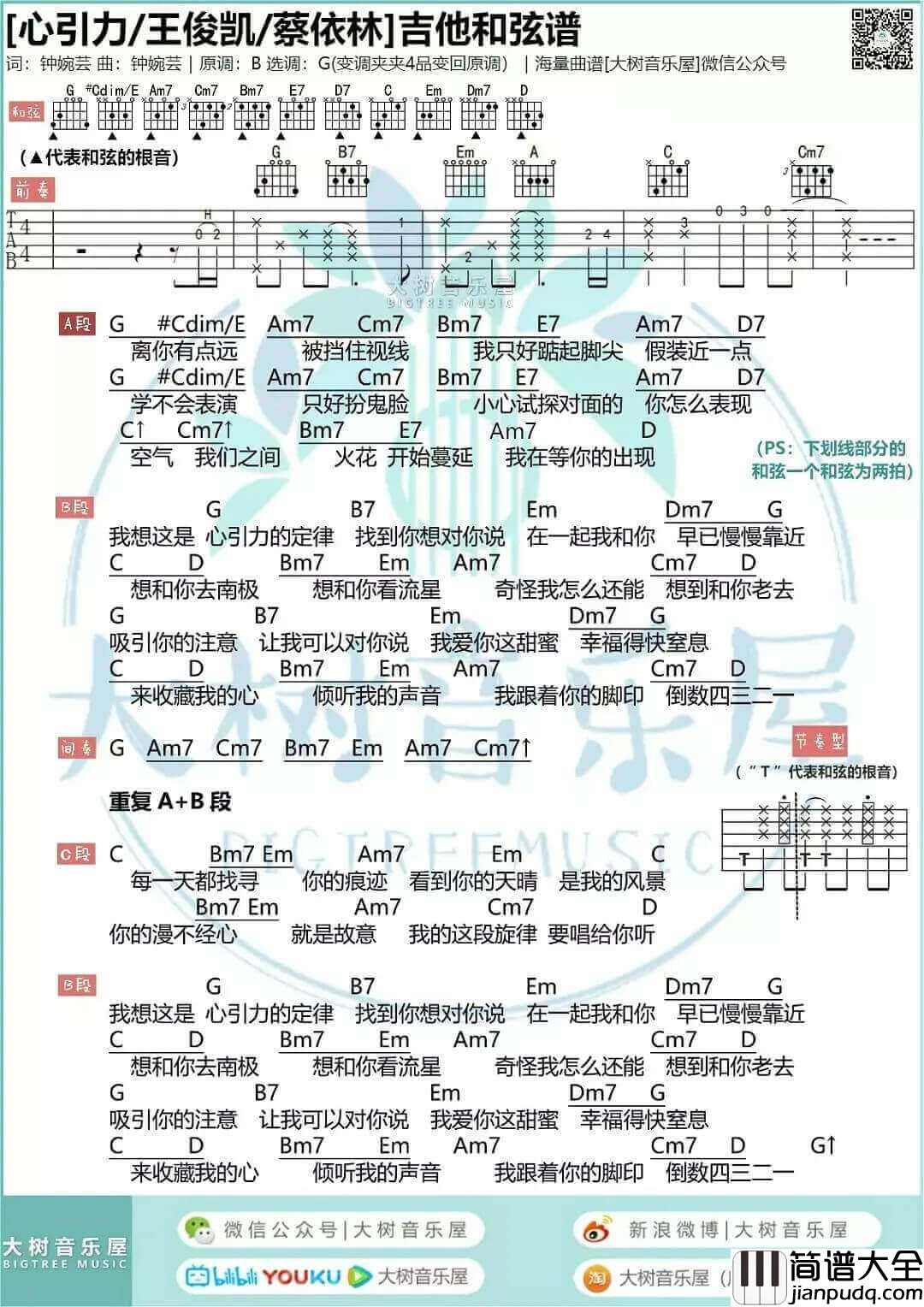 心引力吉他谱_G调和弦谱_蔡依林