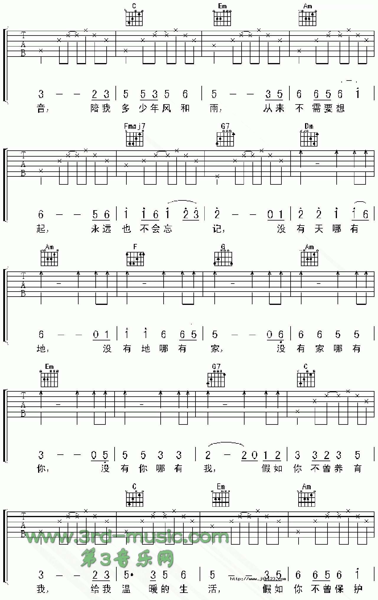 酒干淌卖无吉他谱_电影_G调和弦弹唱谱_搭错车主题曲_图谱2