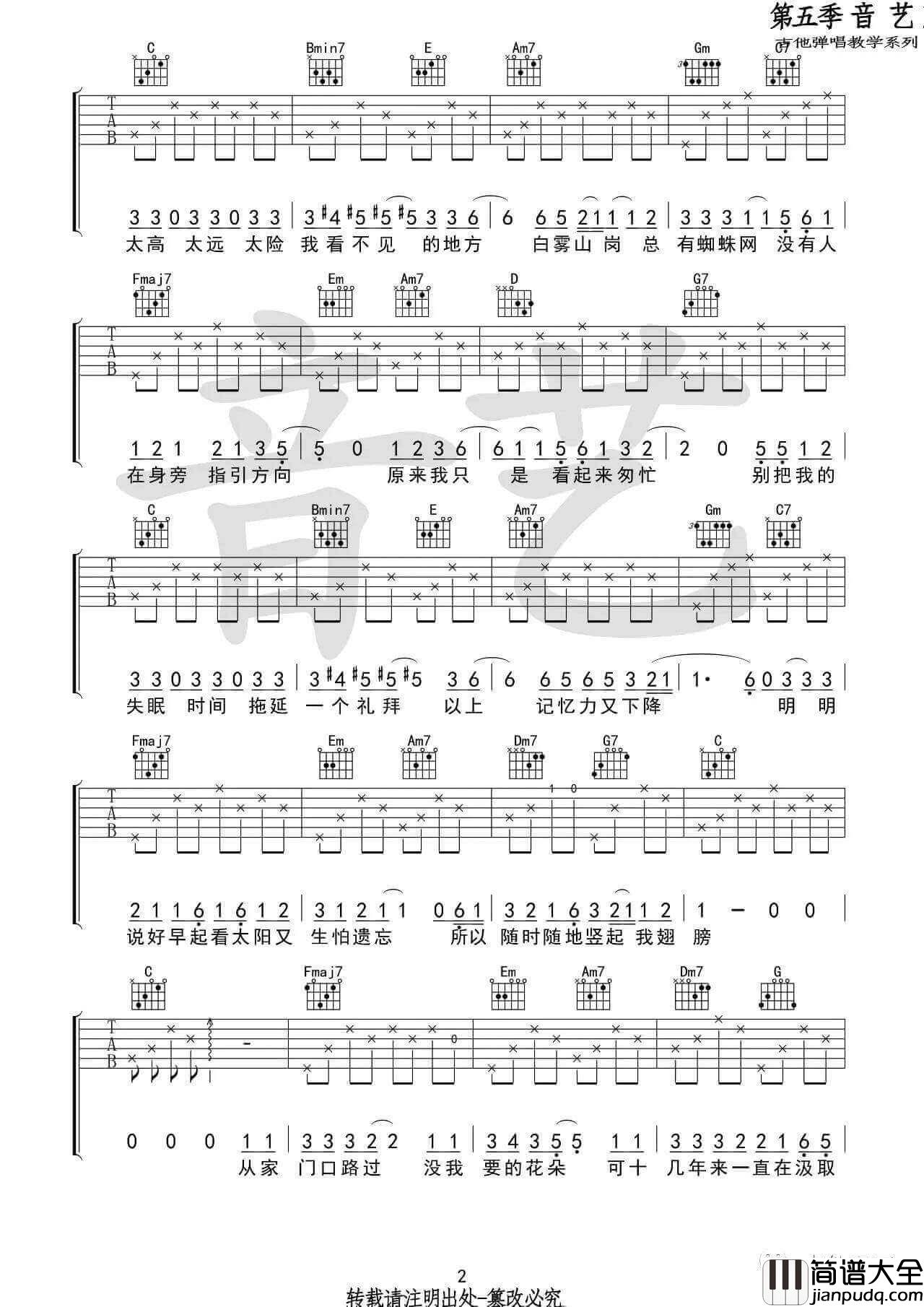 蜜蜂吉他谱_C调_万玲琳
