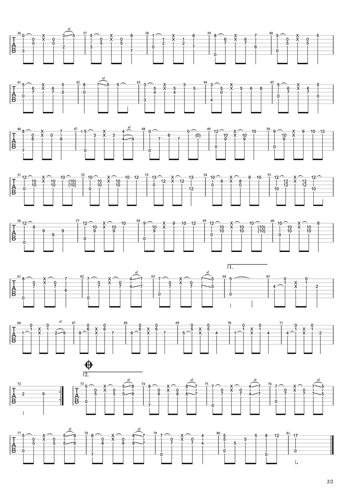乡愁吉他谱_押尾桑_C调指弹/独奏谱_老歌新编_图谱2