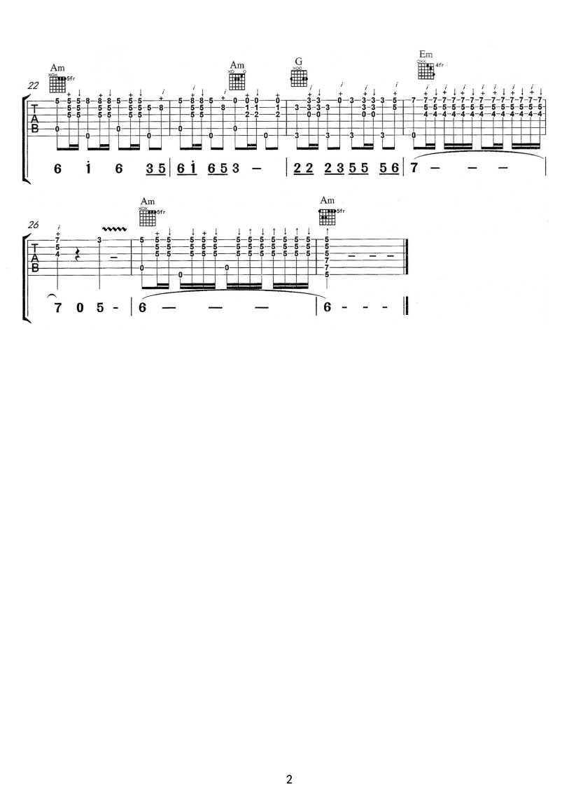 精忠报国吉他谱_屠洪刚_C调指弹/独奏谱_精编高还原_图谱2
