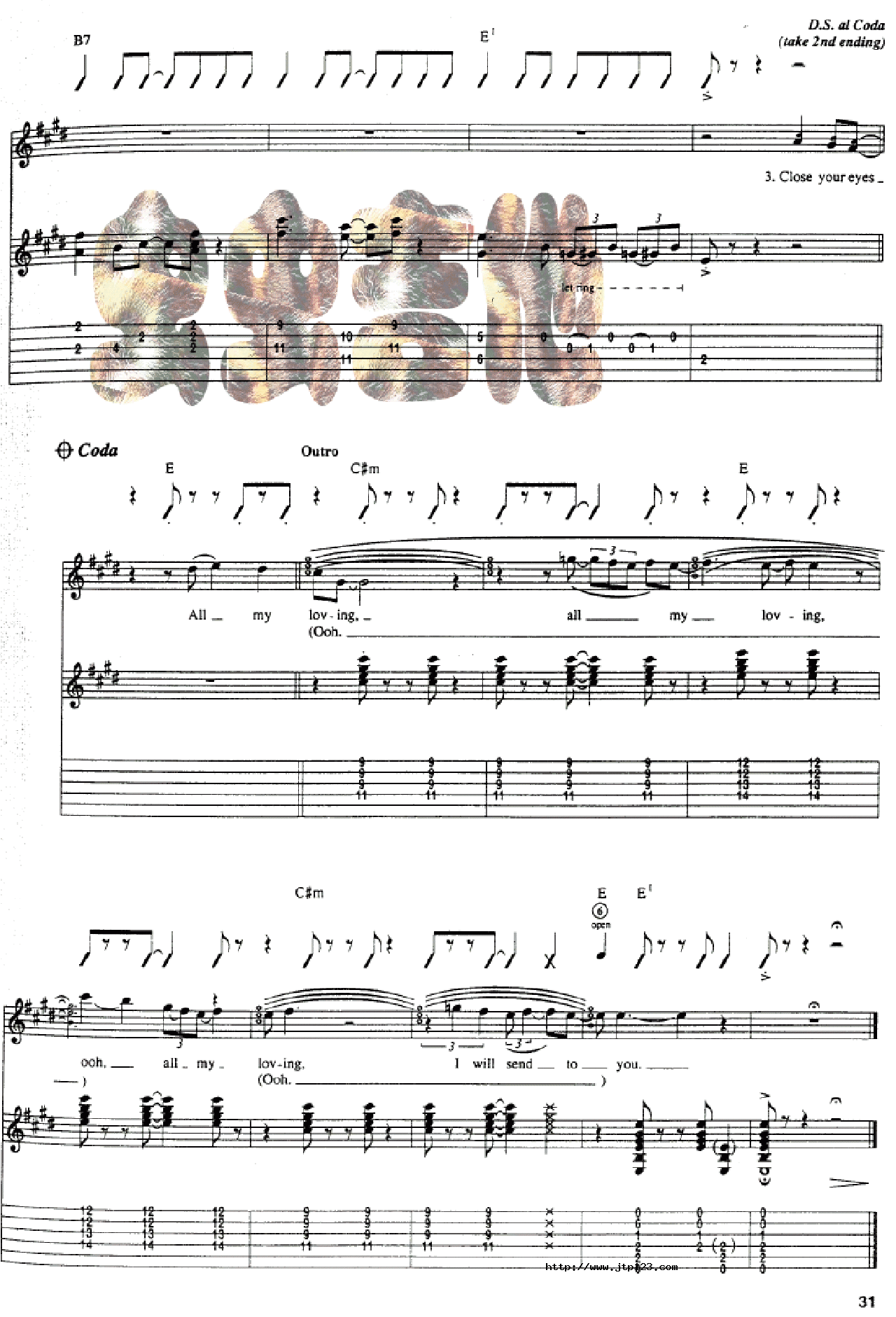 AllMyLoving吉他谱_Beatles_D调和弦弹唱谱_图谱4