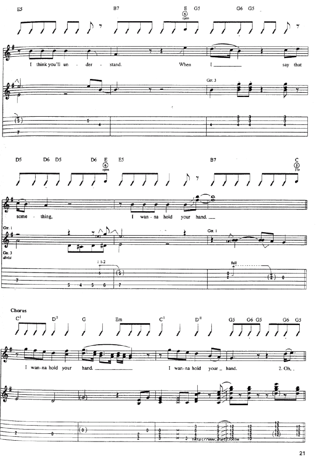 IwantToHoldYourHand吉他谱_Beatles_D调指弹/独奏谱_图谱2