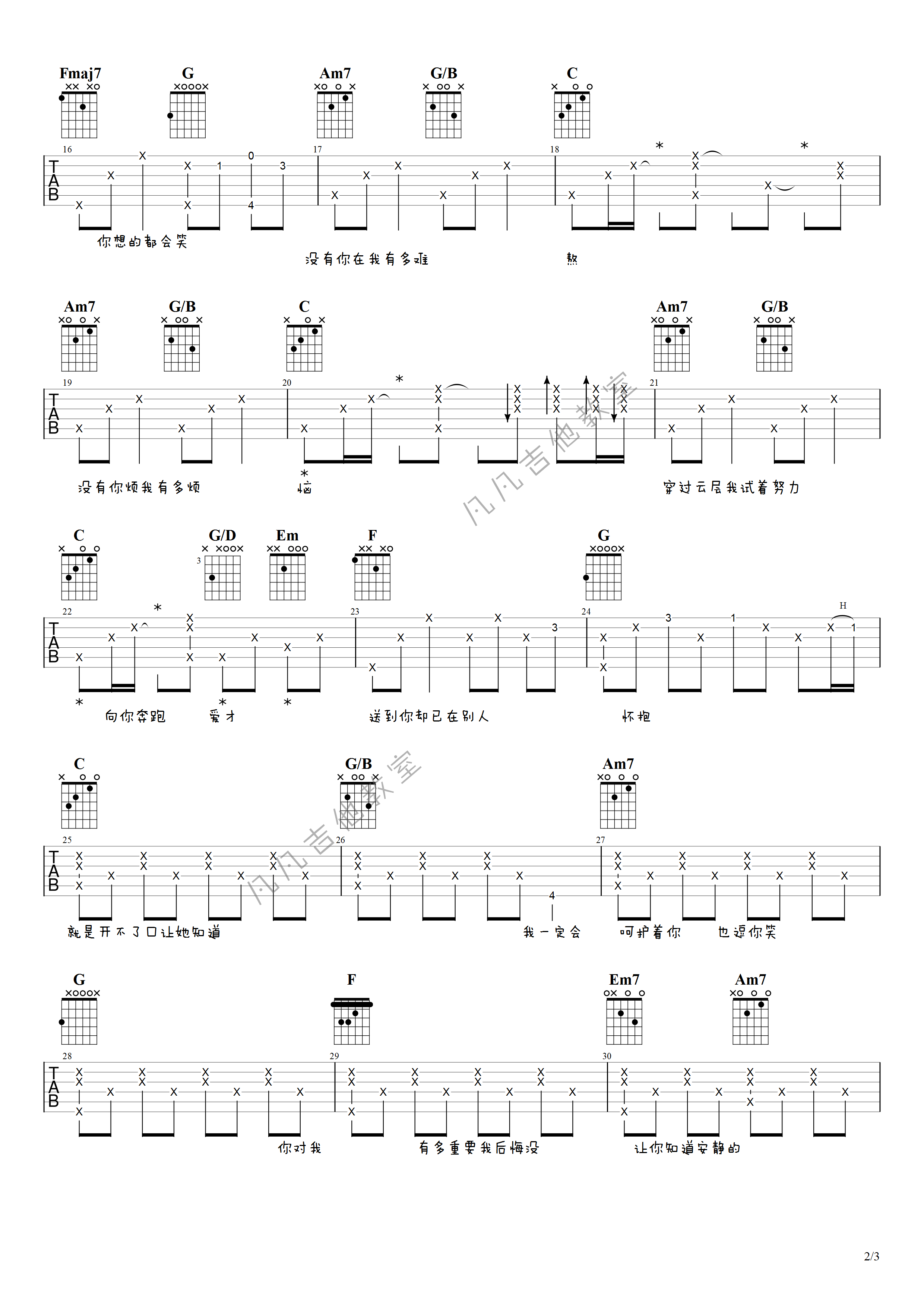 开不了口吉他谱_G调高清版_周杰伦