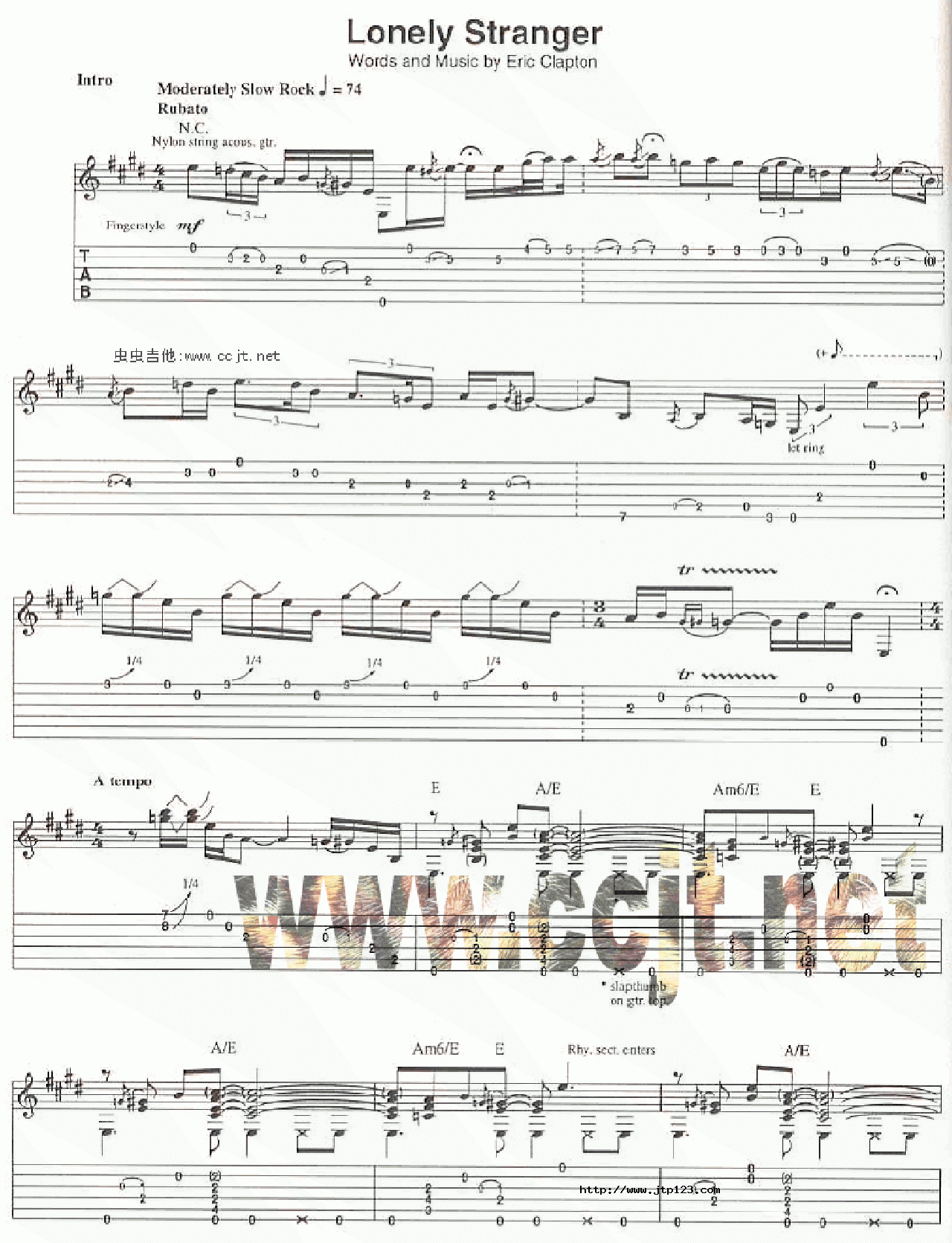 LonelyStranger吉他谱_(吉他曲)_G调和弦弹唱谱_图谱1