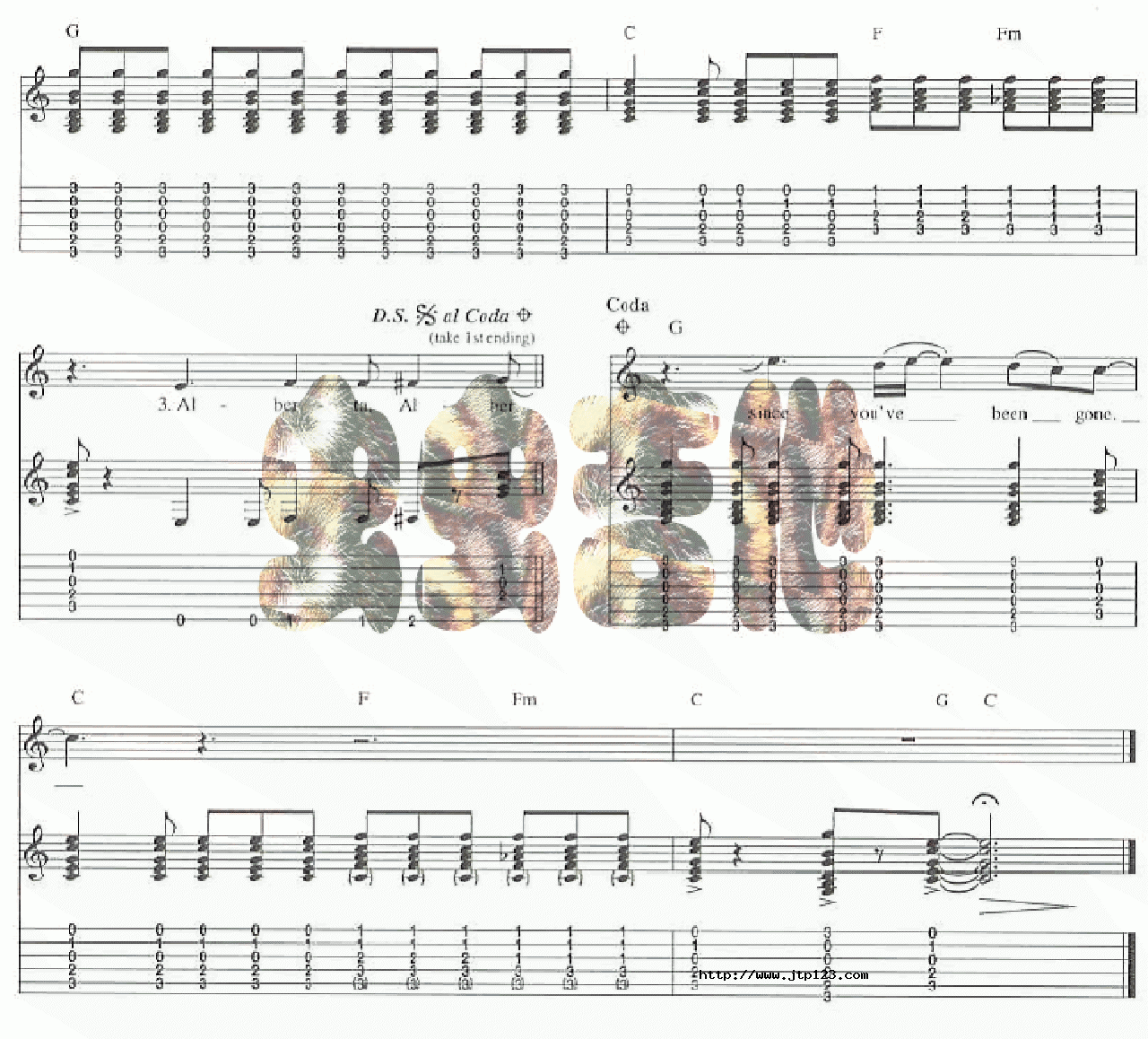 alberta吉他谱_EricClapton_C调指弹/独奏谱_图谱5