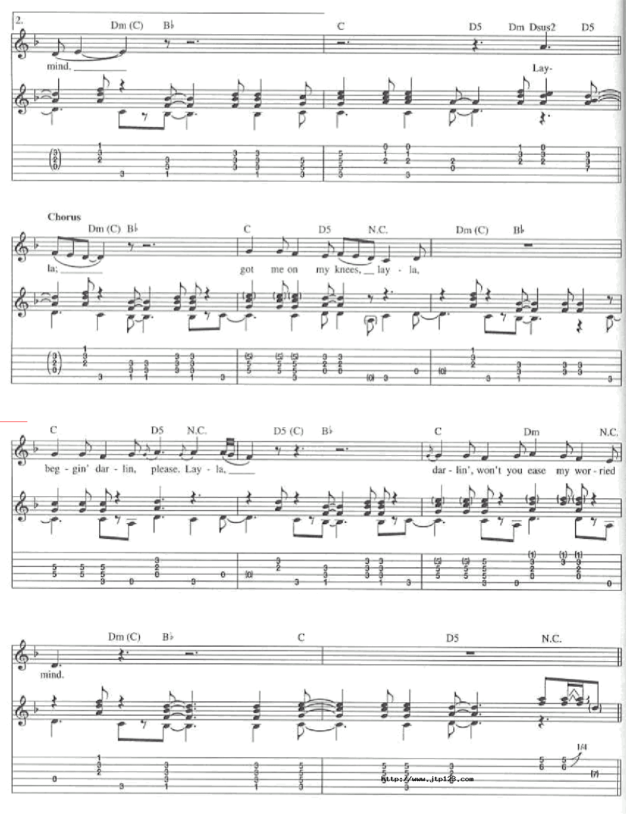 Layla吉他谱_原版扫描版_G调和弦弹唱谱_扫描版_图谱5