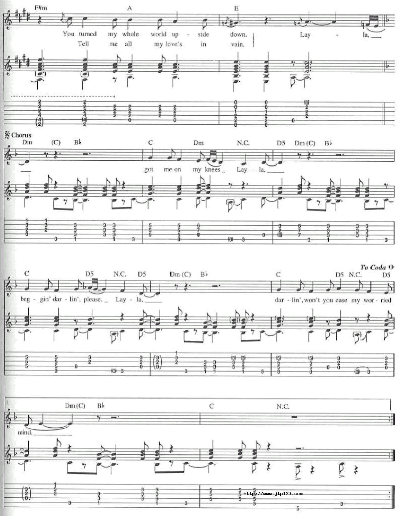 Layla吉他谱_原版扫描版_G调和弦弹唱谱_扫描版_图谱4