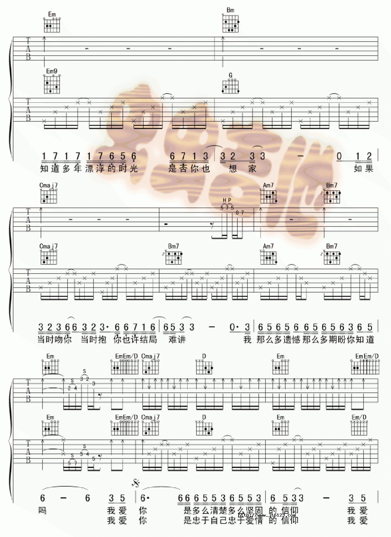 信仰吉他谱_张信哲_C调和弦弹唱谱_双吉他_图谱3