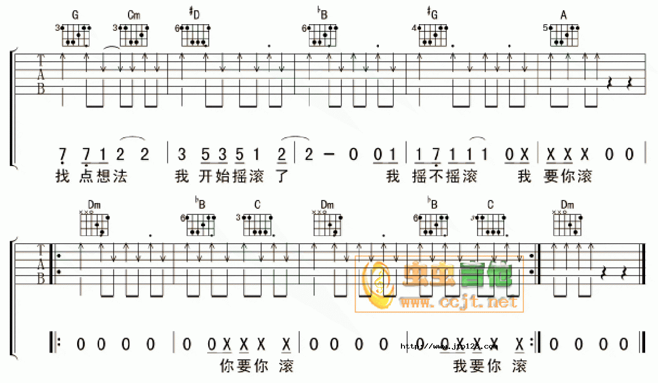 我开始摇滚了吉他谱_网络歌手_D调和弦弹唱谱_图谱3