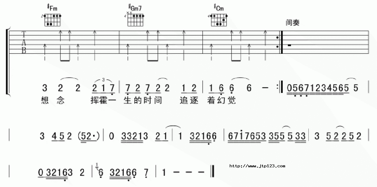 吉普赛情人吉他谱_周传雄_C调和弦弹唱谱_图谱3