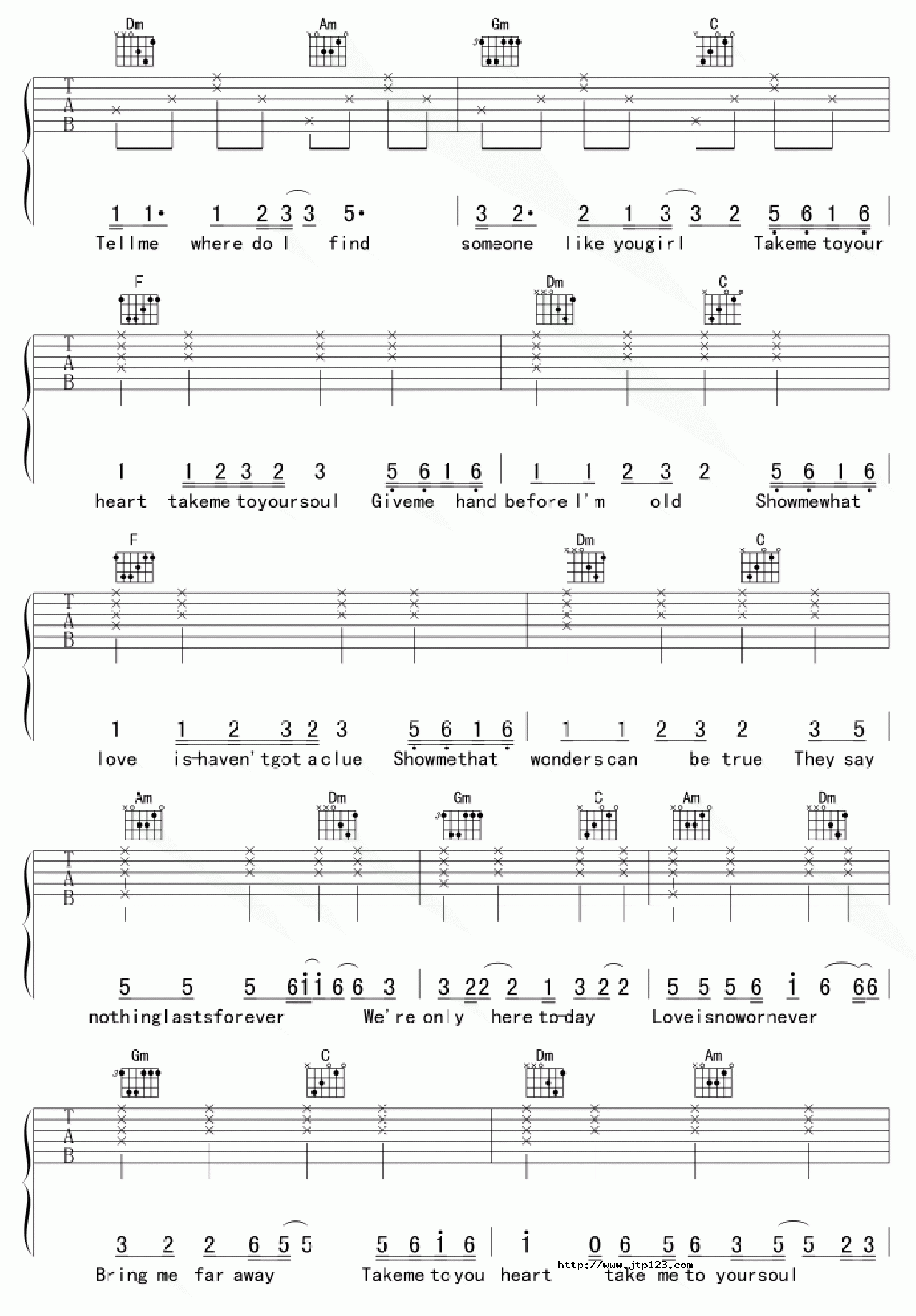 Take me to your heart吉他谱_世界名曲_F调和弦弹唱谱_扫弦版_图谱2