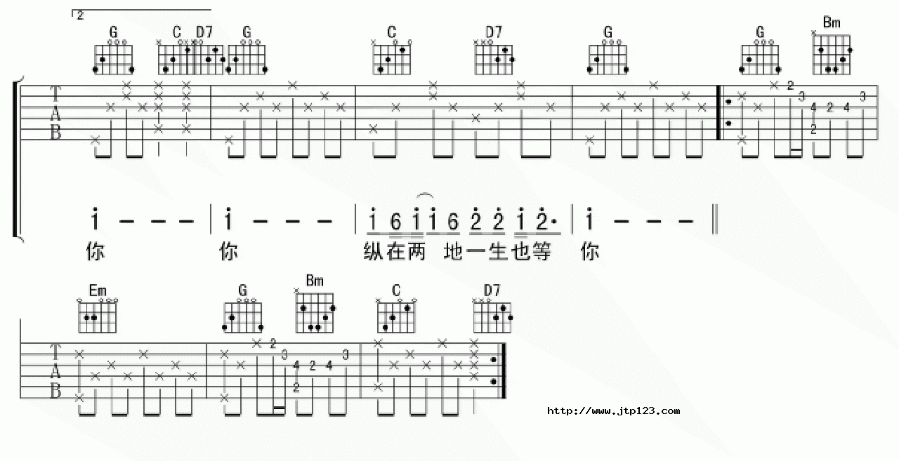 珍重吉他谱_(吉他曲)_C调和弦弹唱谱_图谱3