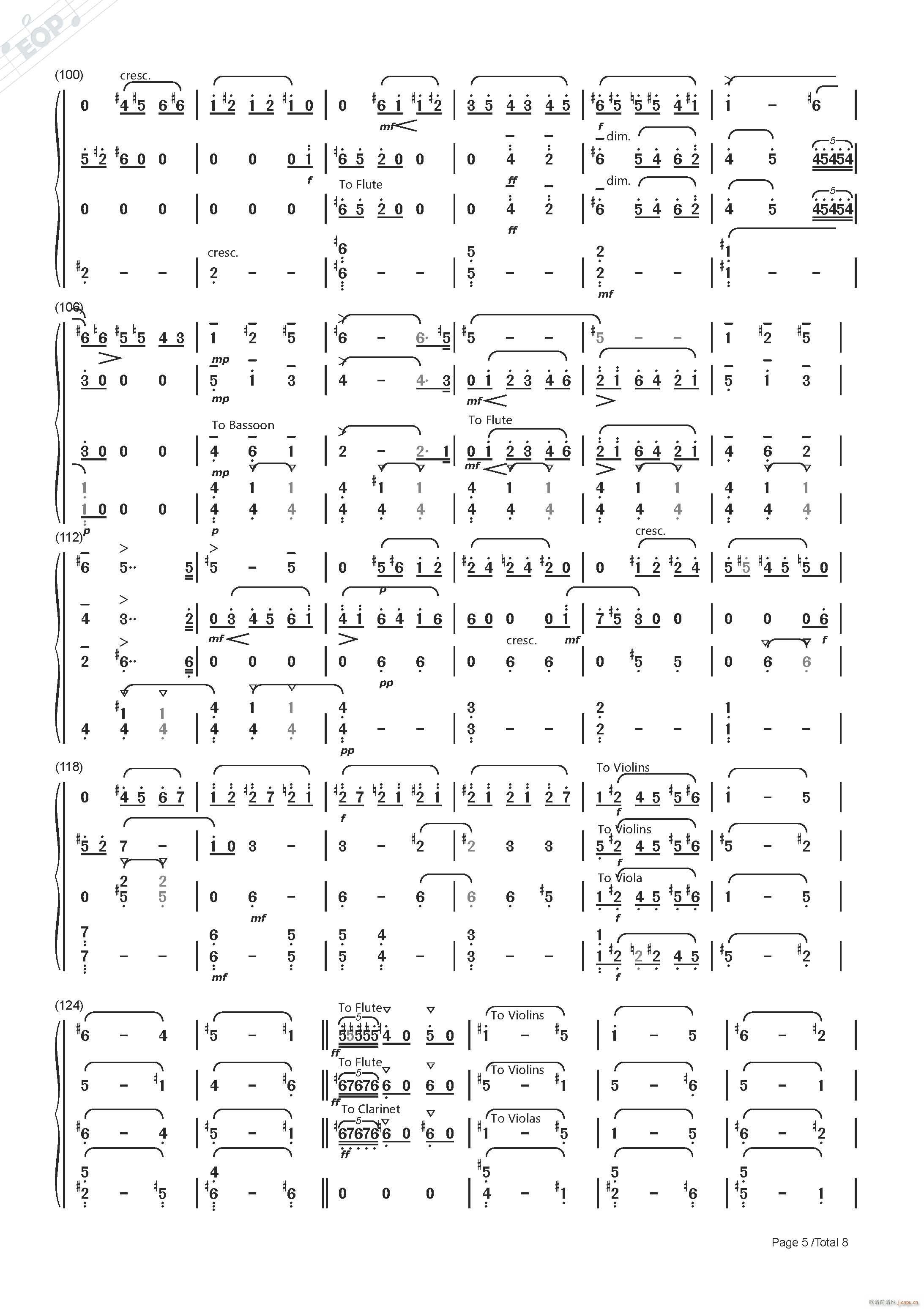 柴可夫斯基 胡桃夹子花之圆舞曲 节选 混合四重奏(总谱)5