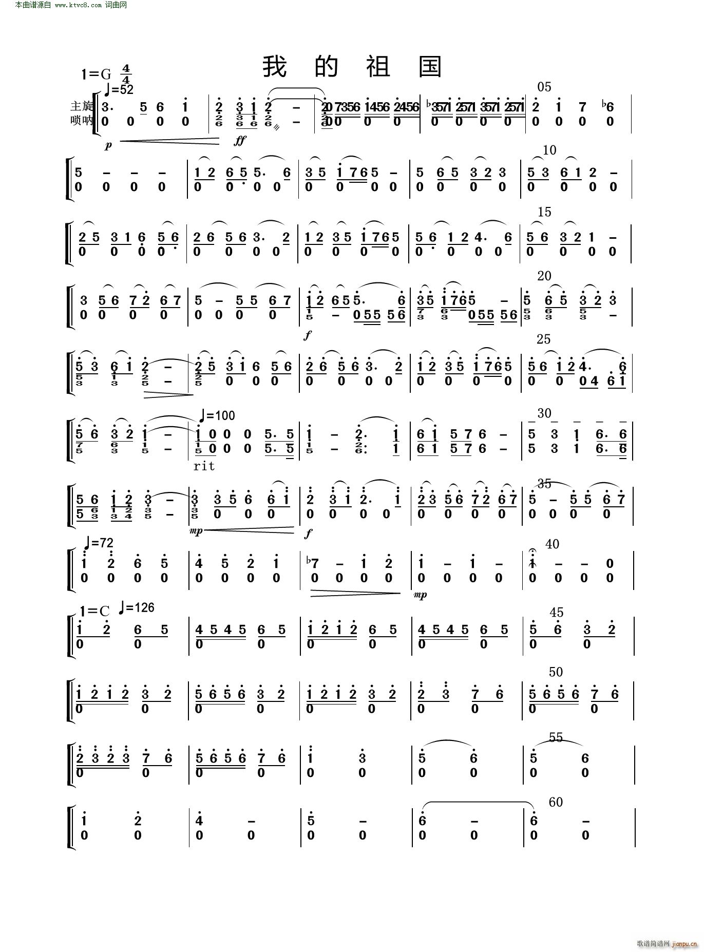 我的祖国 唢呐(总谱)1