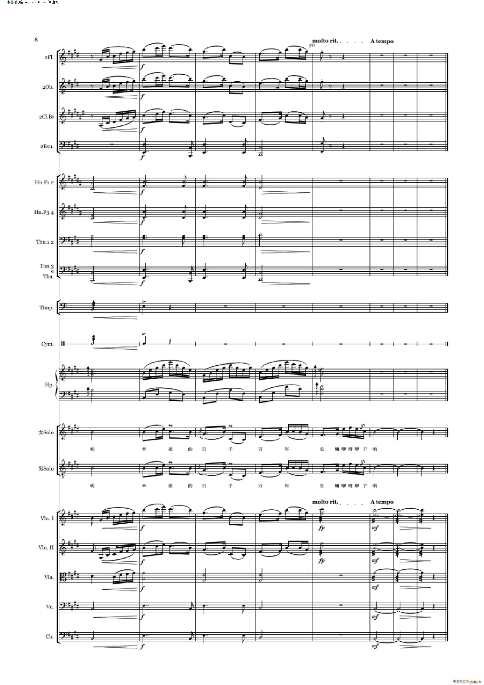 浏阳河 E调 李谷一 武力版本(总谱)8