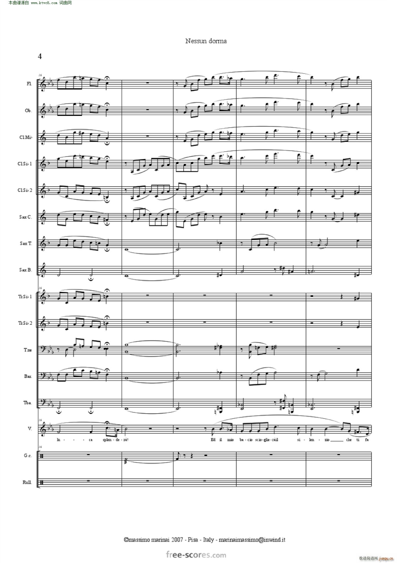 NessunDorma今夜无人入睡 管弦乐 含各声部(总谱)5