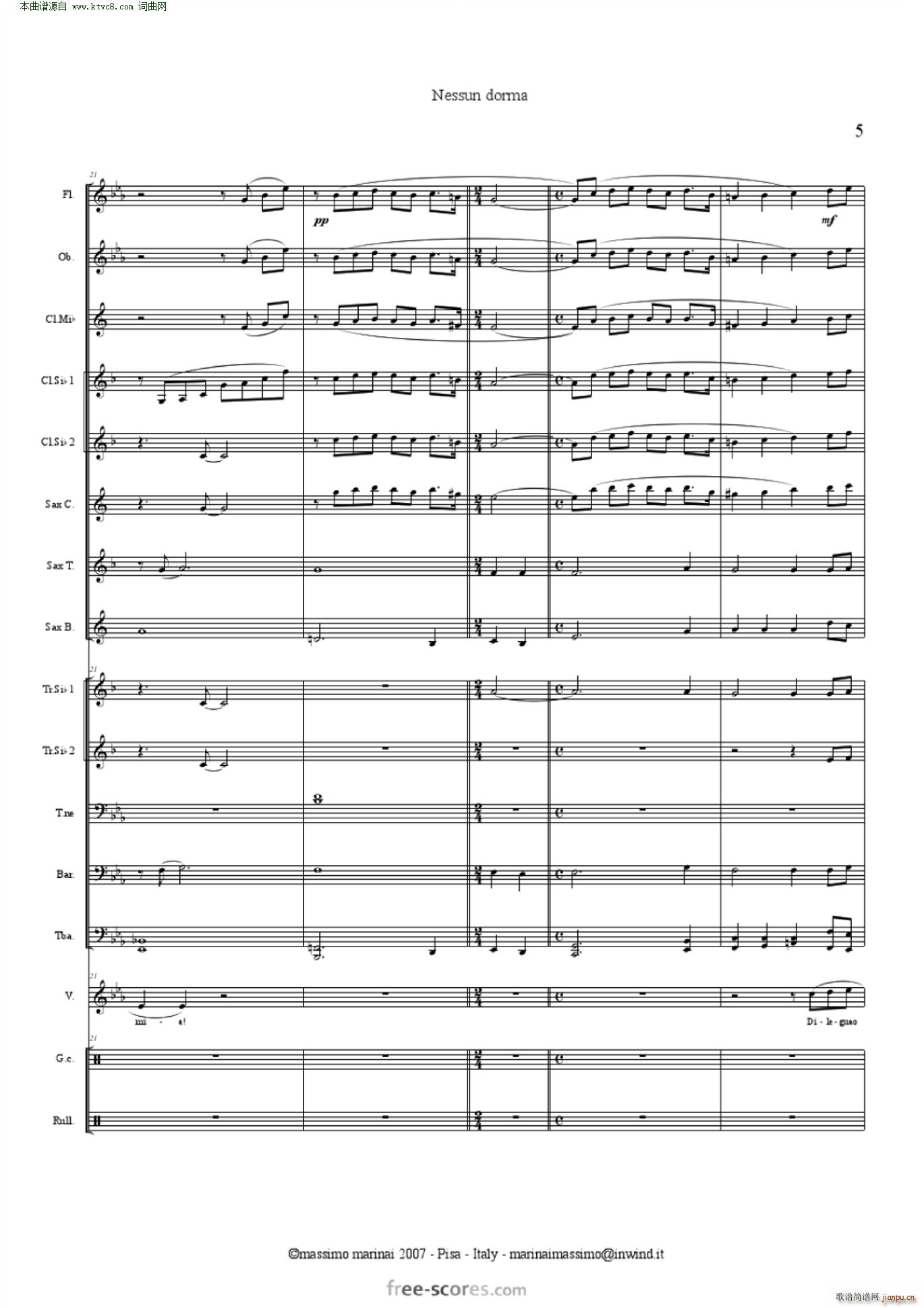 NessunDorma今夜无人入睡 管弦乐 含各声部(总谱)6