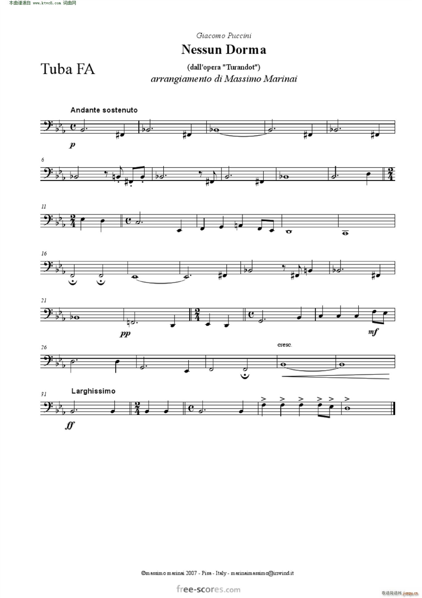 NessunDorma今夜无人入睡 管弦乐 含各声部(总谱)29