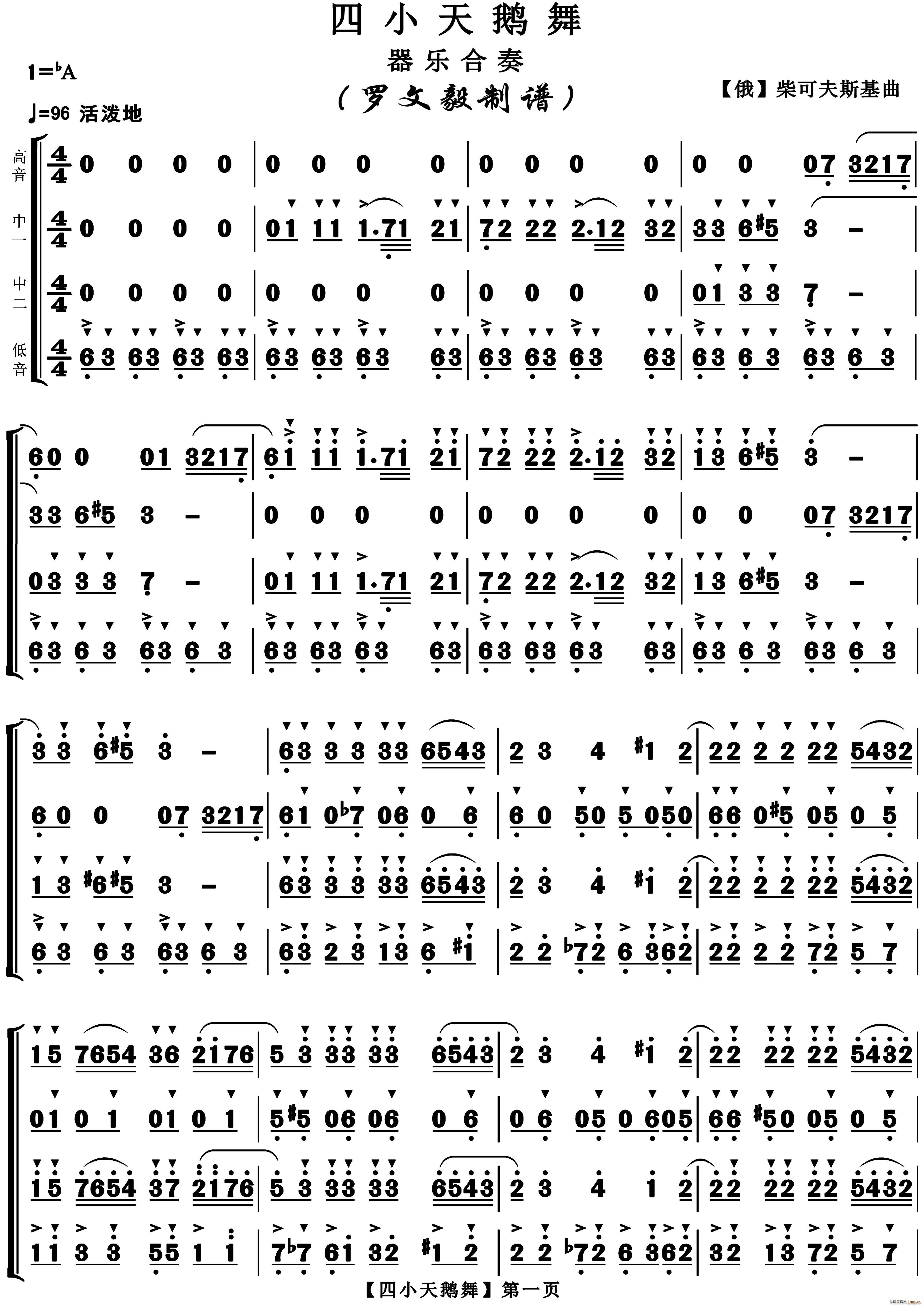 四小天鹅 器乐合奏(总谱)1