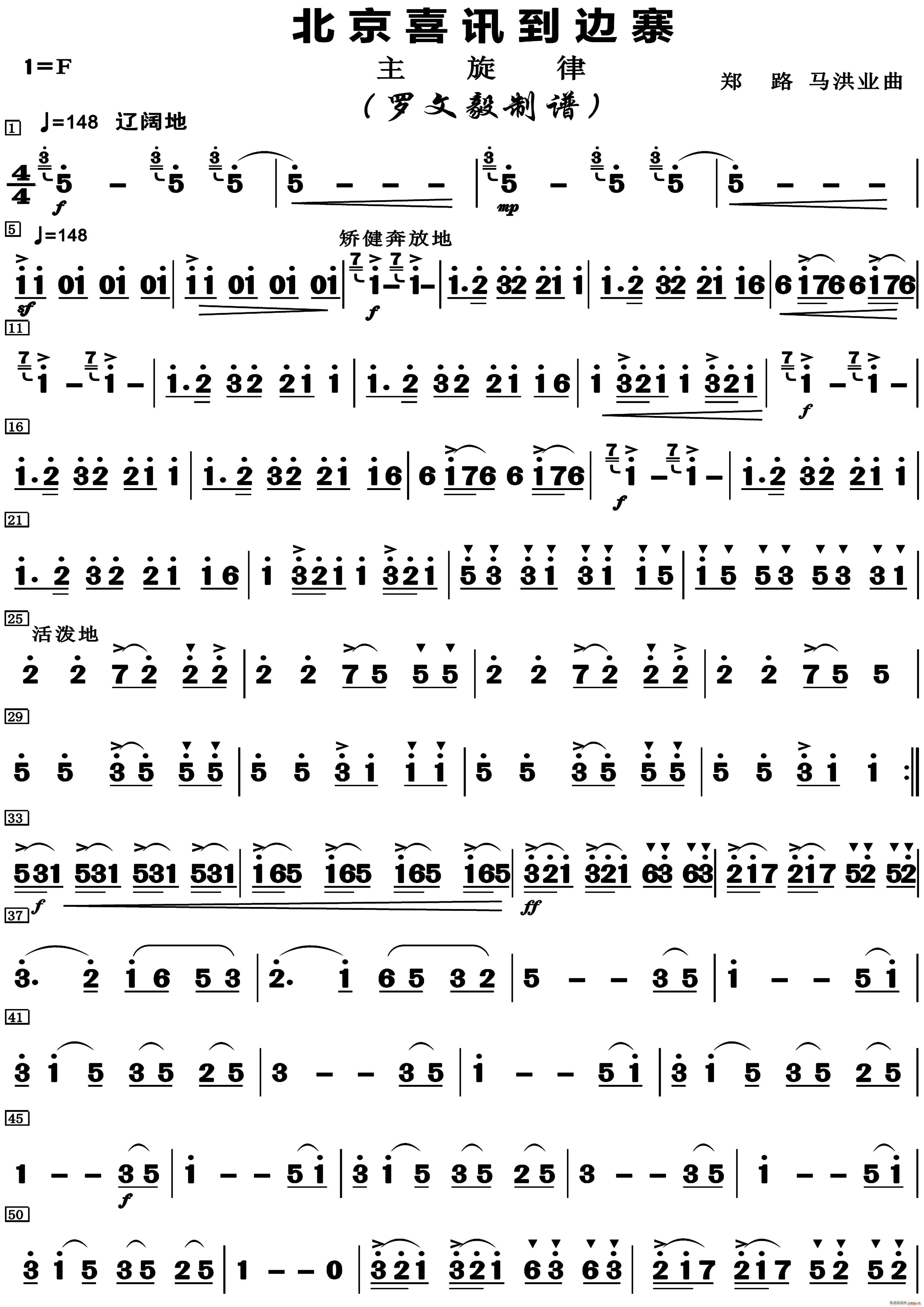 北京喜讯到边寨 主旋律(总谱)1