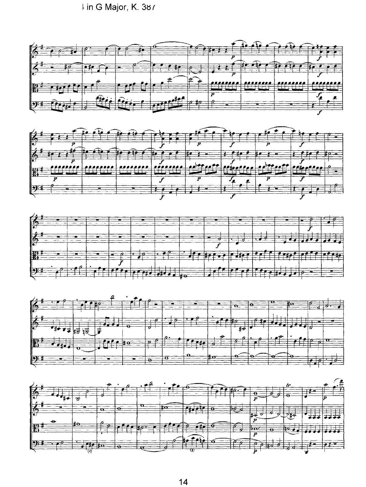 Mozart Quartet No 14 in G Major K 387(总谱)14