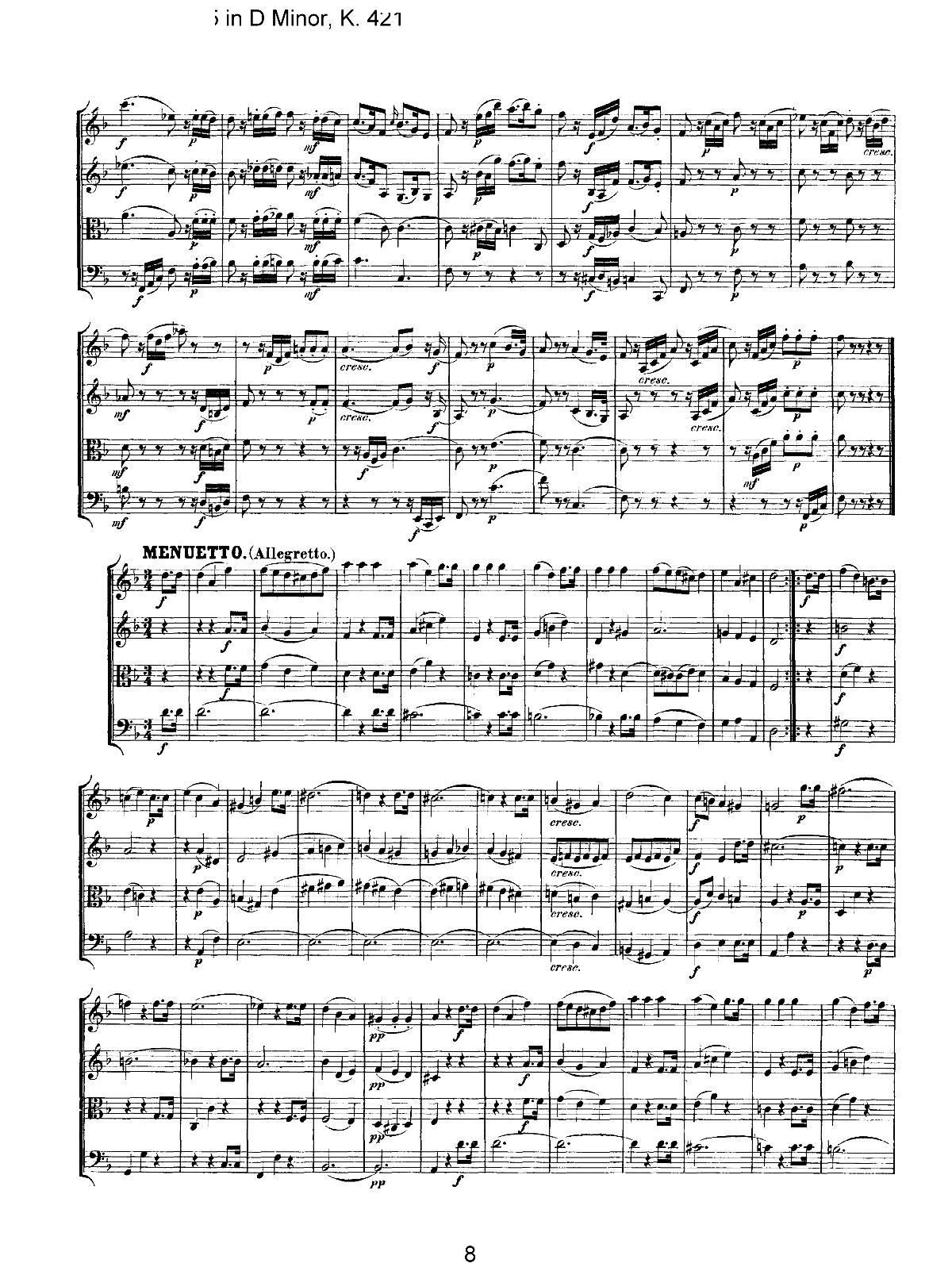 Mozart Quartet No 15 in D Minor K 421(总谱)8