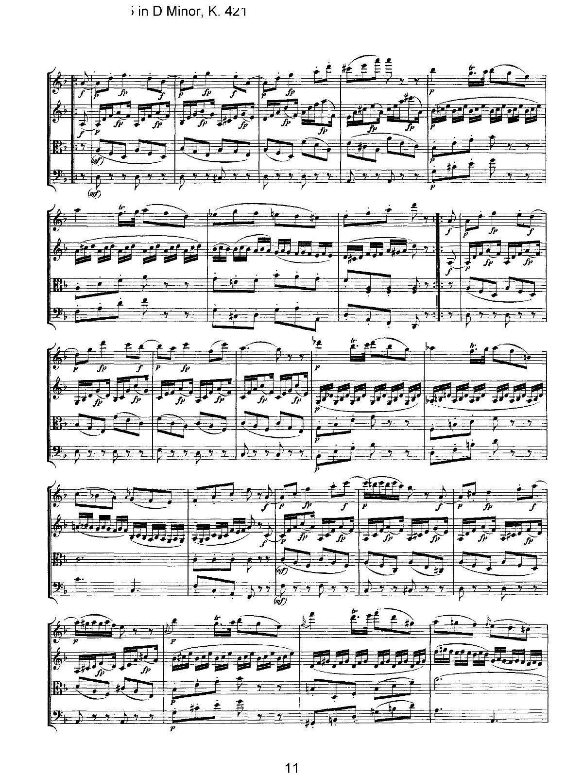 Mozart Quartet No 15 in D Minor K 421(总谱)11