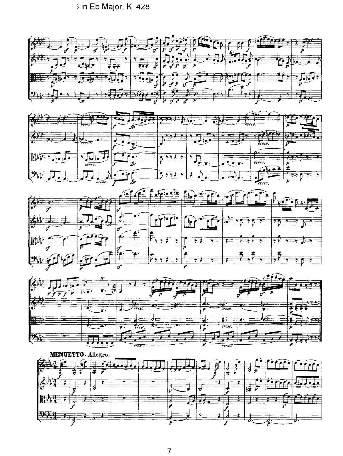 Mozart Quartet No 16 in Eb Major K 428(总谱)7