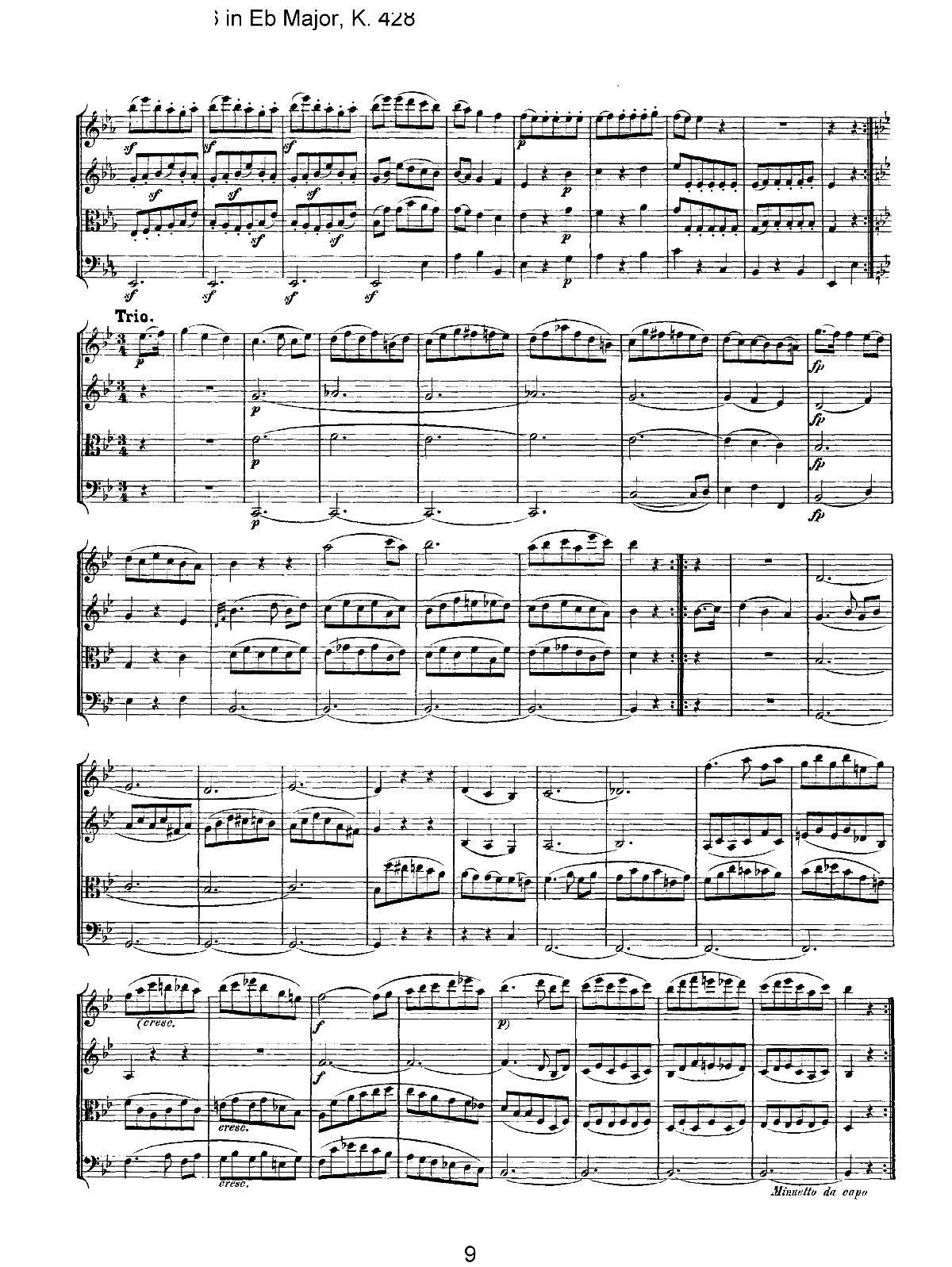 Mozart Quartet No 16 in Eb Major K 428(总谱)9