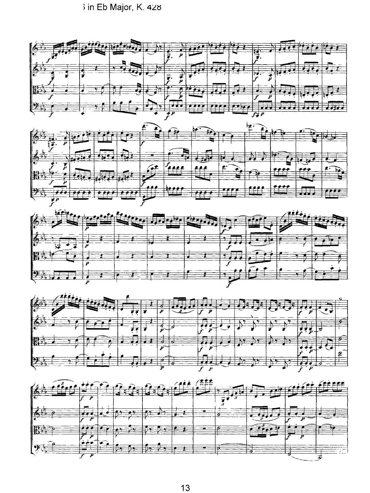 Mozart Quartet No 16 in Eb Major K 428(总谱)13