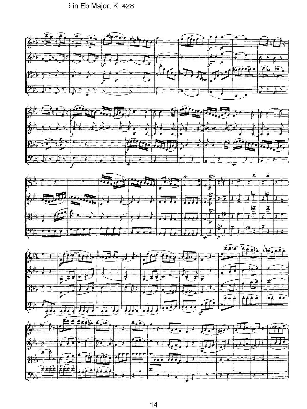 Mozart Quartet No 16 in Eb Major K 428(总谱)14