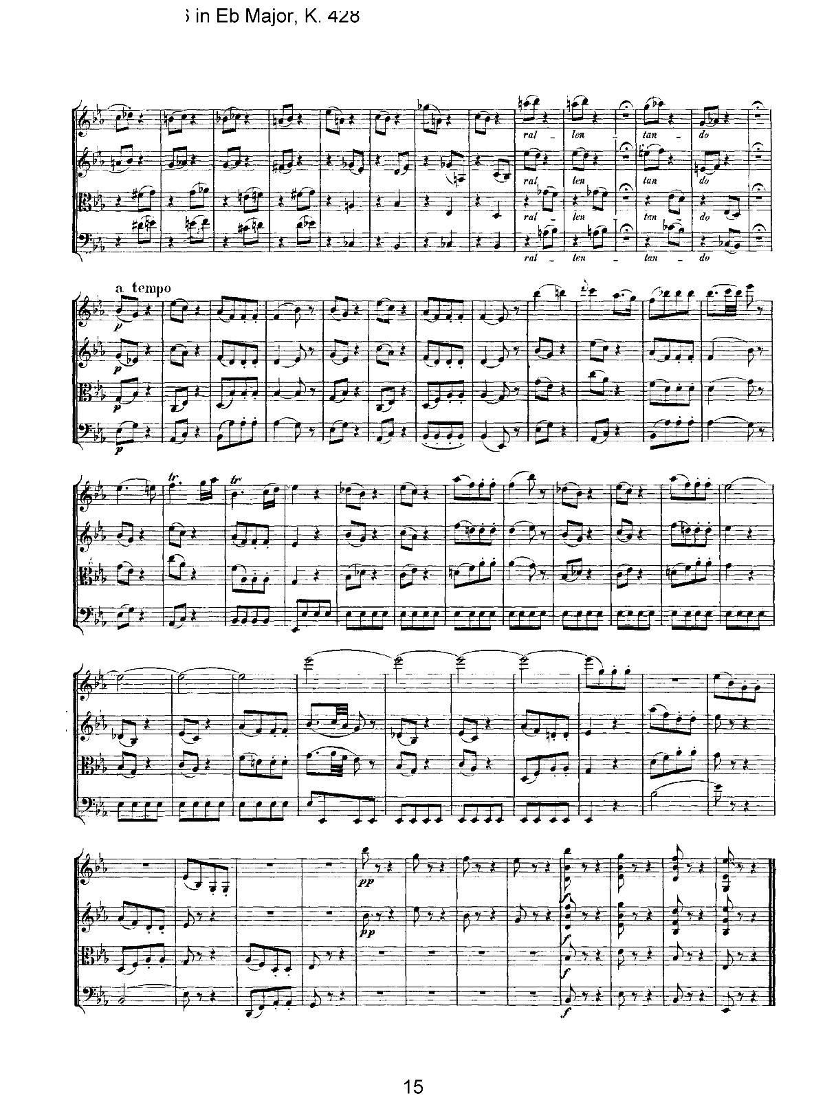 Mozart Quartet No 16 in Eb Major K 428(总谱)15